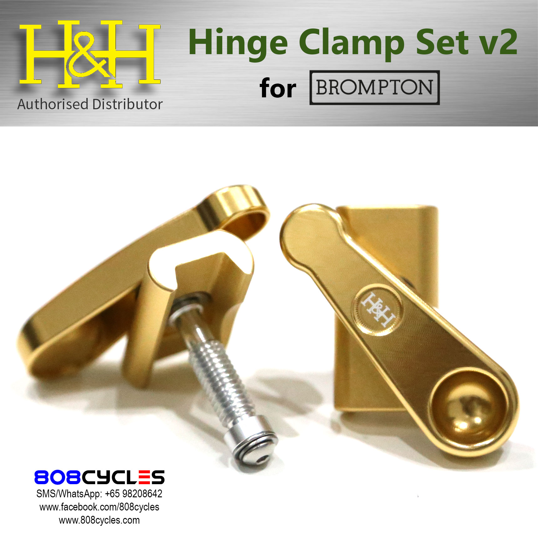 H&H Hinge Clamp Set (v2) for Bromptons 808 Cycles