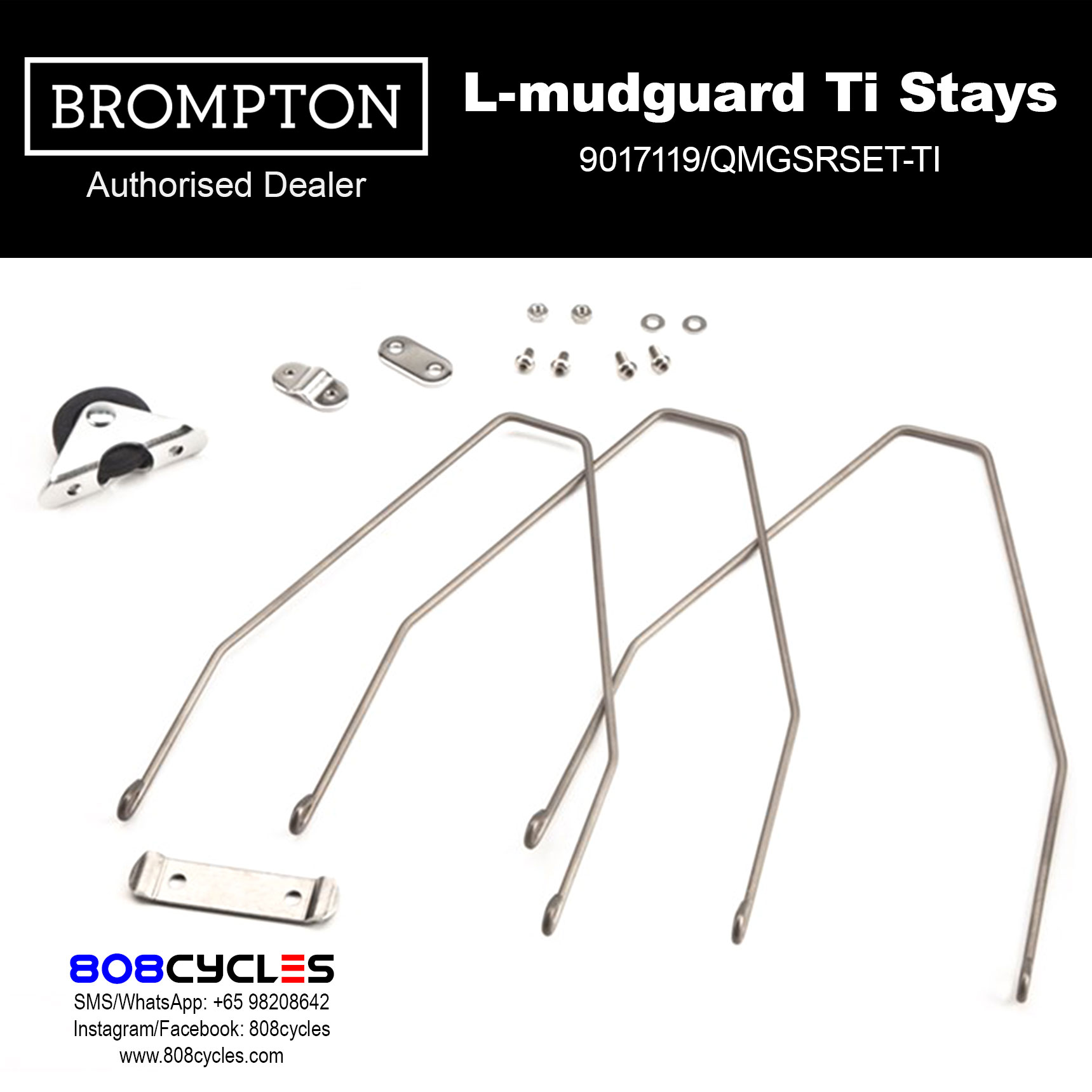 ACE Titanium Mudguard Stays Set for Brompton Bicycle black silver folding bike ACE Titanium Mudguard Stays Set for Brompton Bicycle black silver folding bike