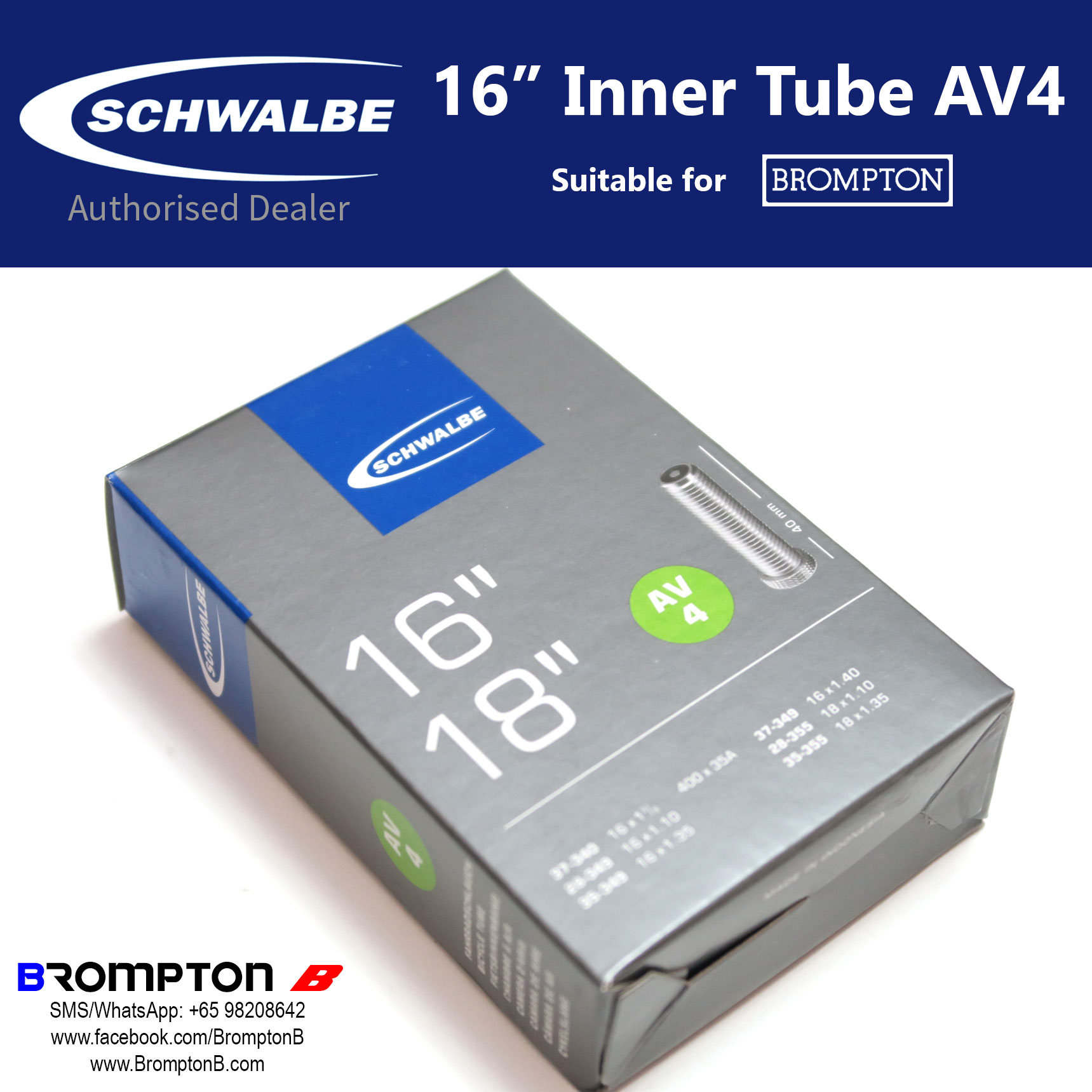 Schwalbe 16″ Inner Tube AV4 (Schrader) – 808 Cycles