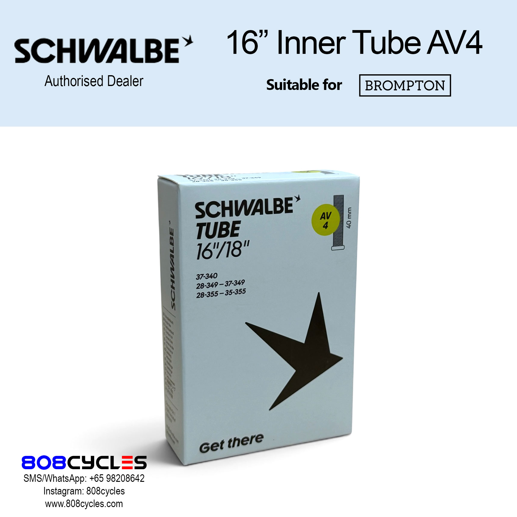 Schwalbe 16" Inner Tube AV4 (Schrader)