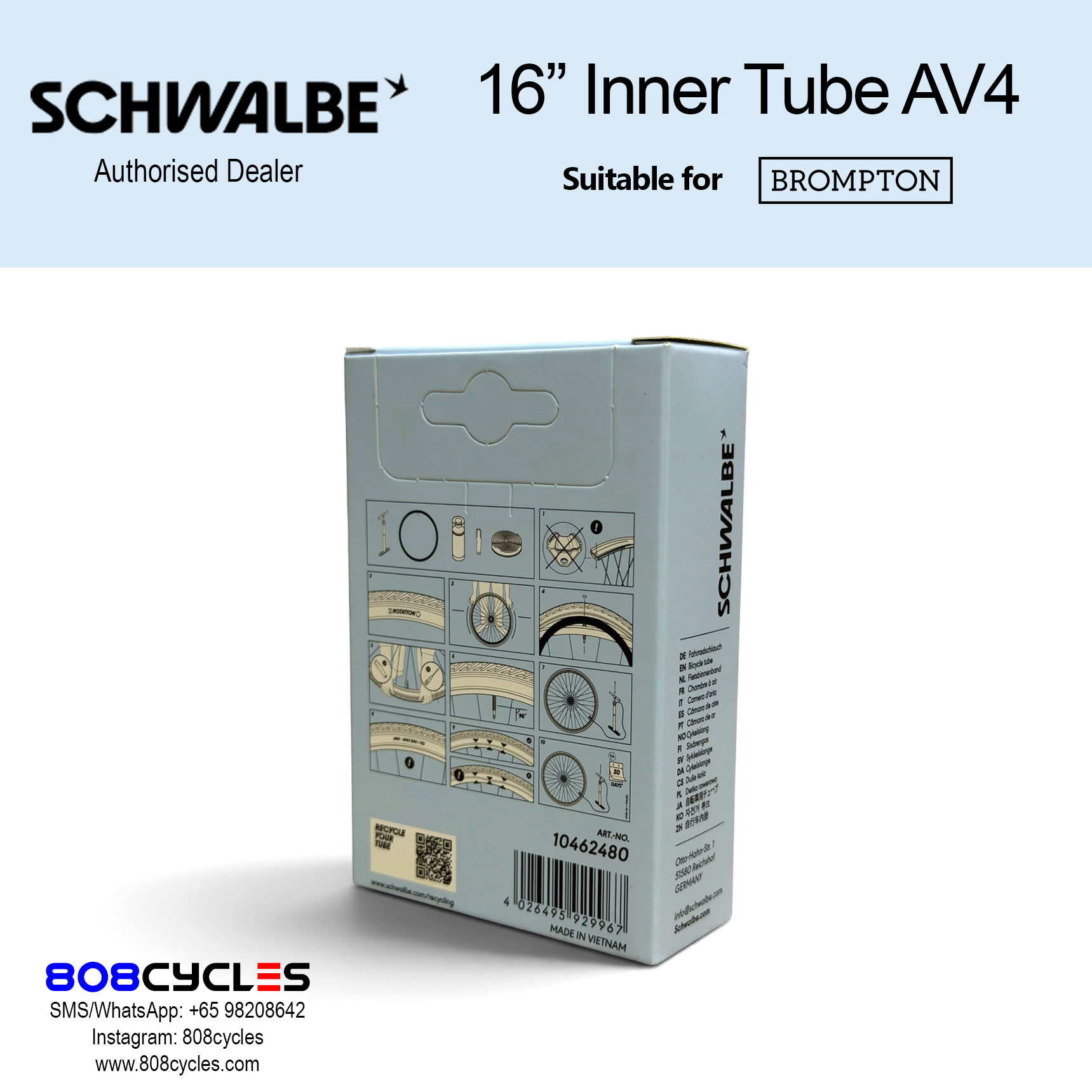 Schwalbe 16" Inner Tube AV4 (Schrader) - Image 4