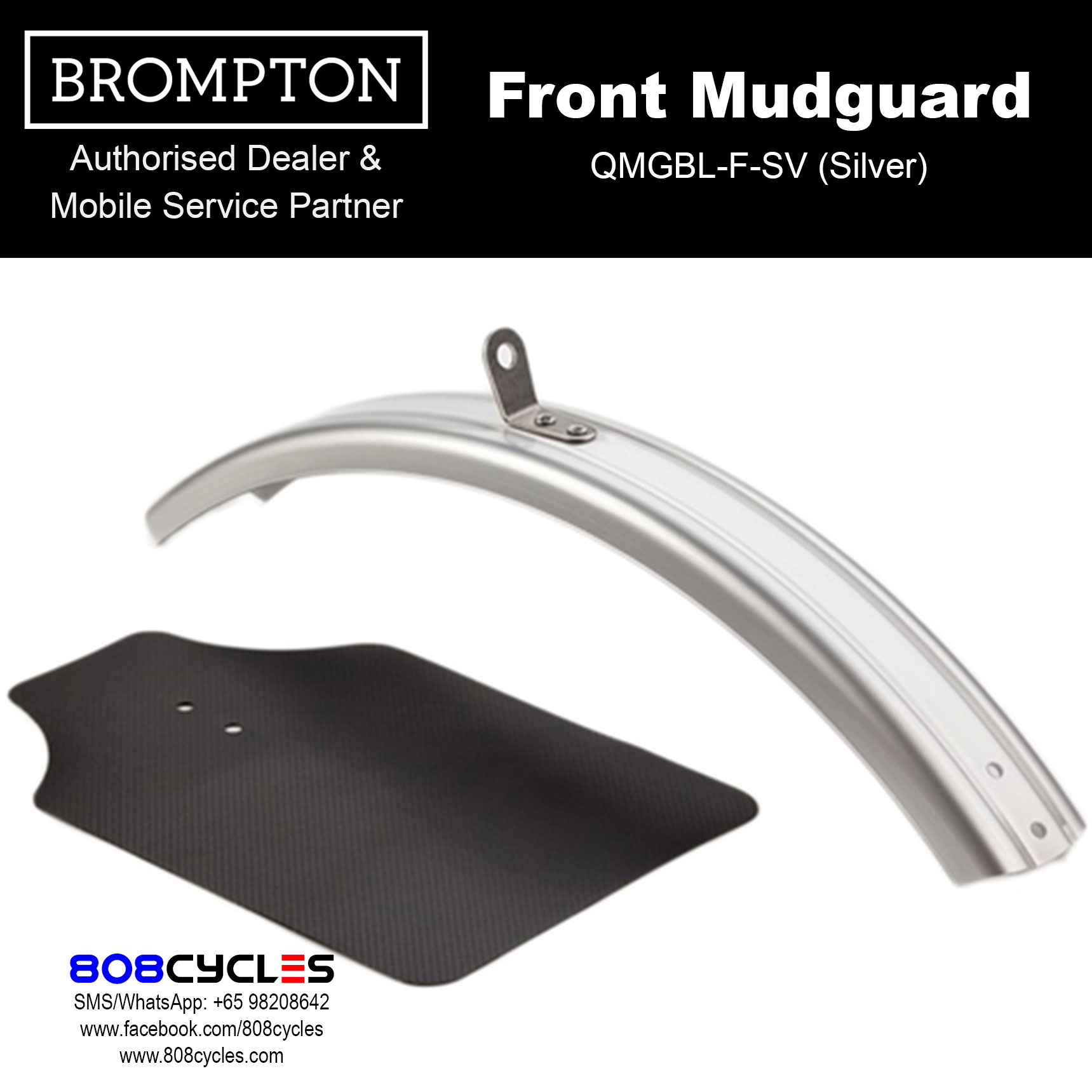 BROMPTON Mudguard Blade, Front (Black/Silver) - Image 3