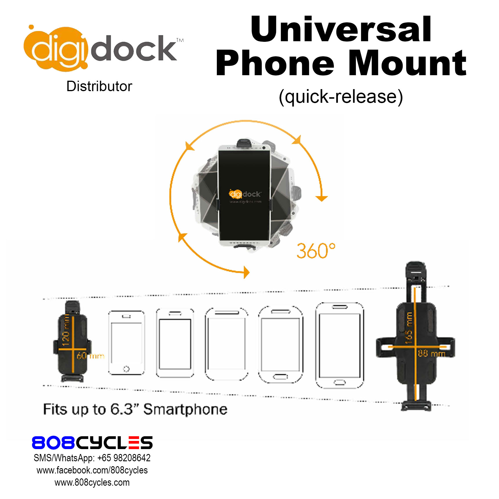 Digidock Universal Phone Mount QR (bicycles/motorbikes) - Image 2