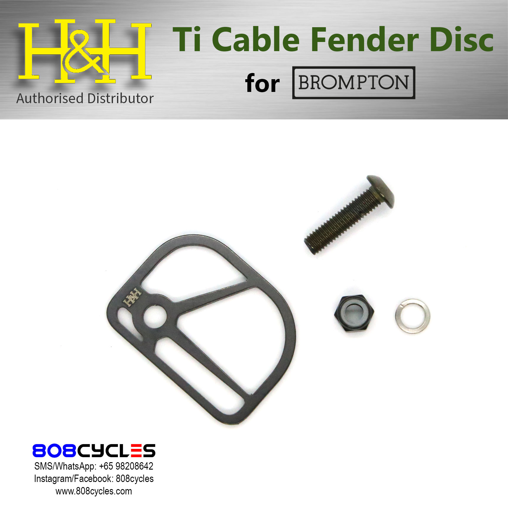H&H Titanium Cable Fender Disc for Brompton - Image 4