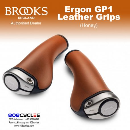 パーツ BROOKS ENGLAND GP1 Grips Honey 130mm Brooks Ergon GP1 Ergonomic Leather Grips – 808 Cycles