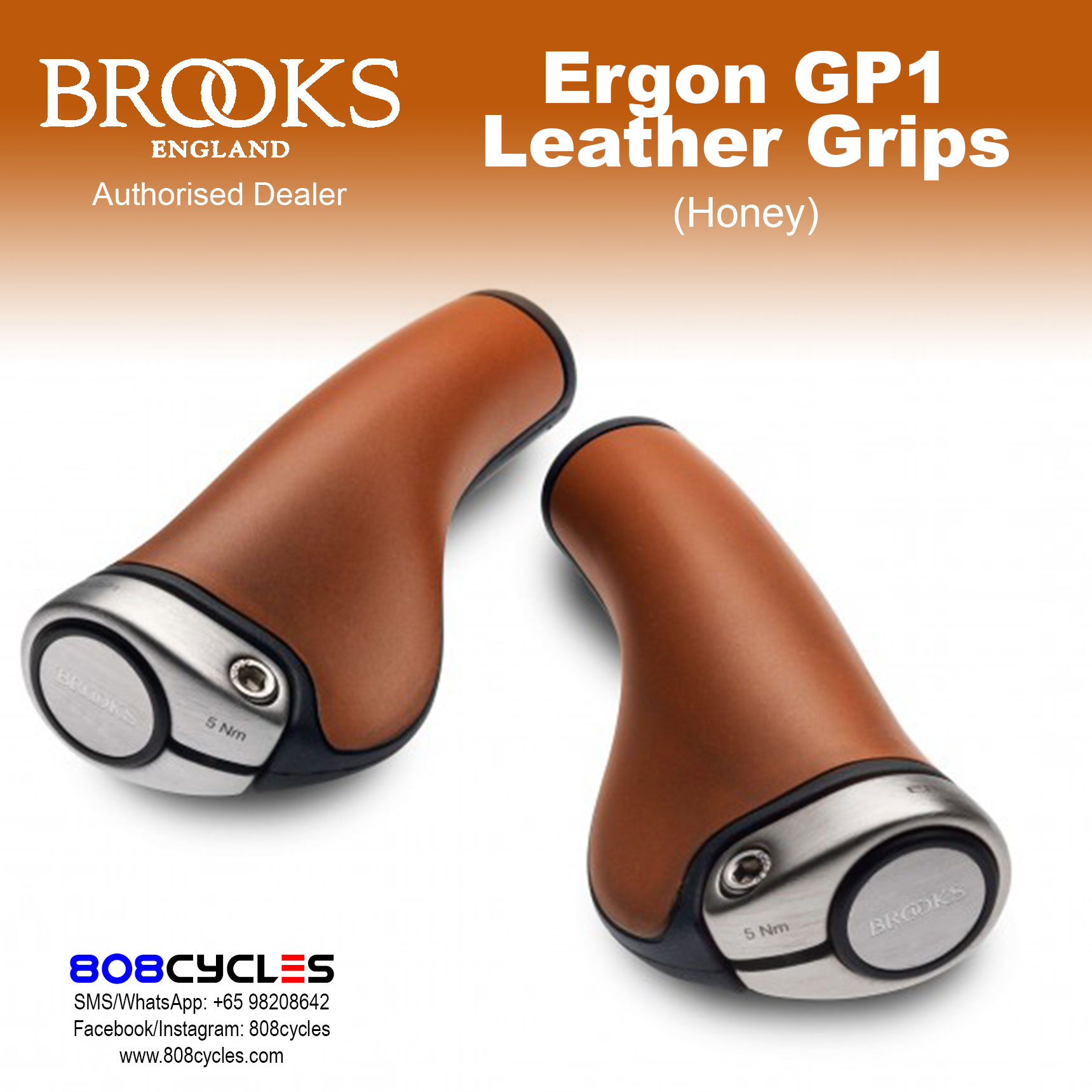 Brooks Ergon GP1 Ergonomic Leather Grips - Image 2