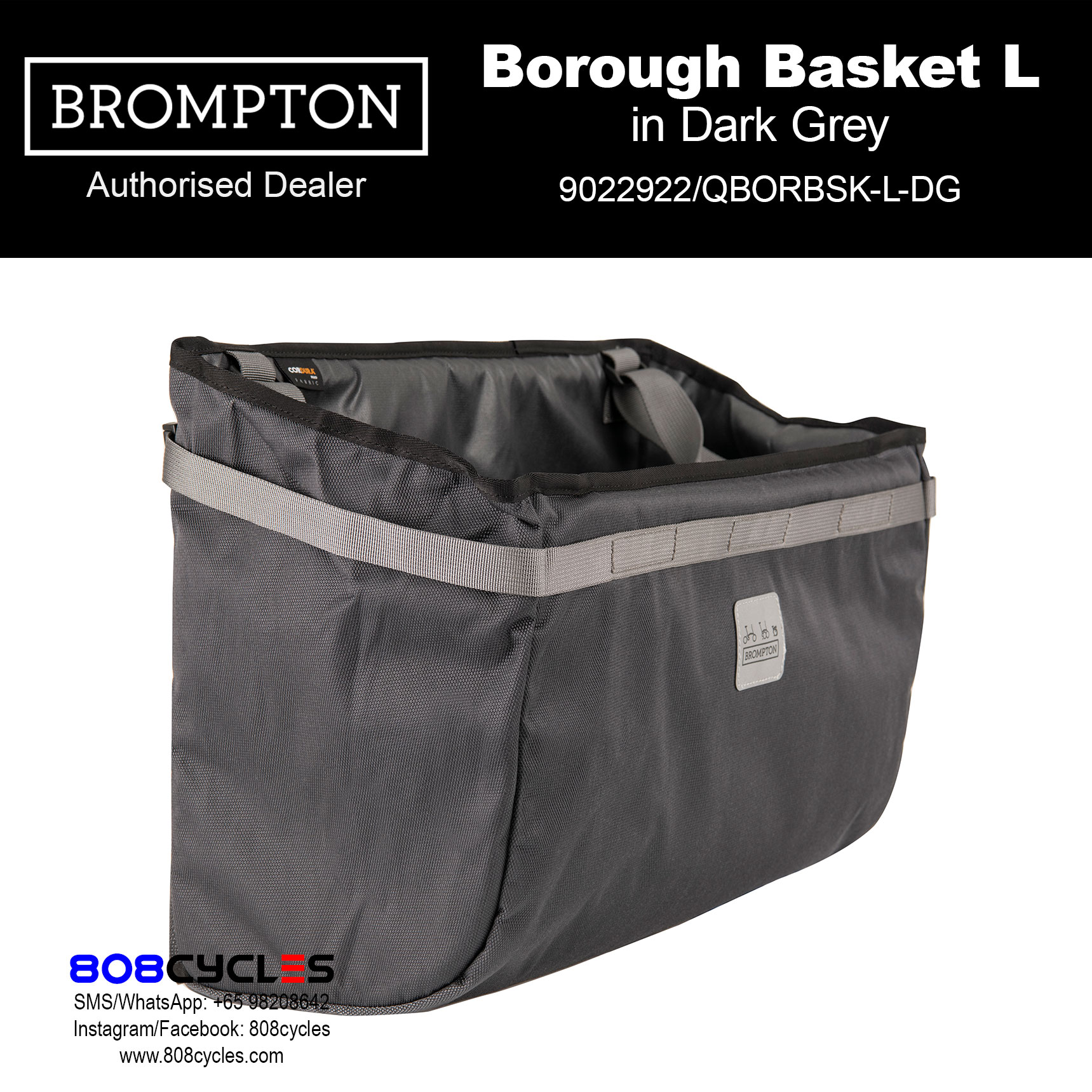 Brompton Borough Basket Bag Large – Dark Grey - Image 2