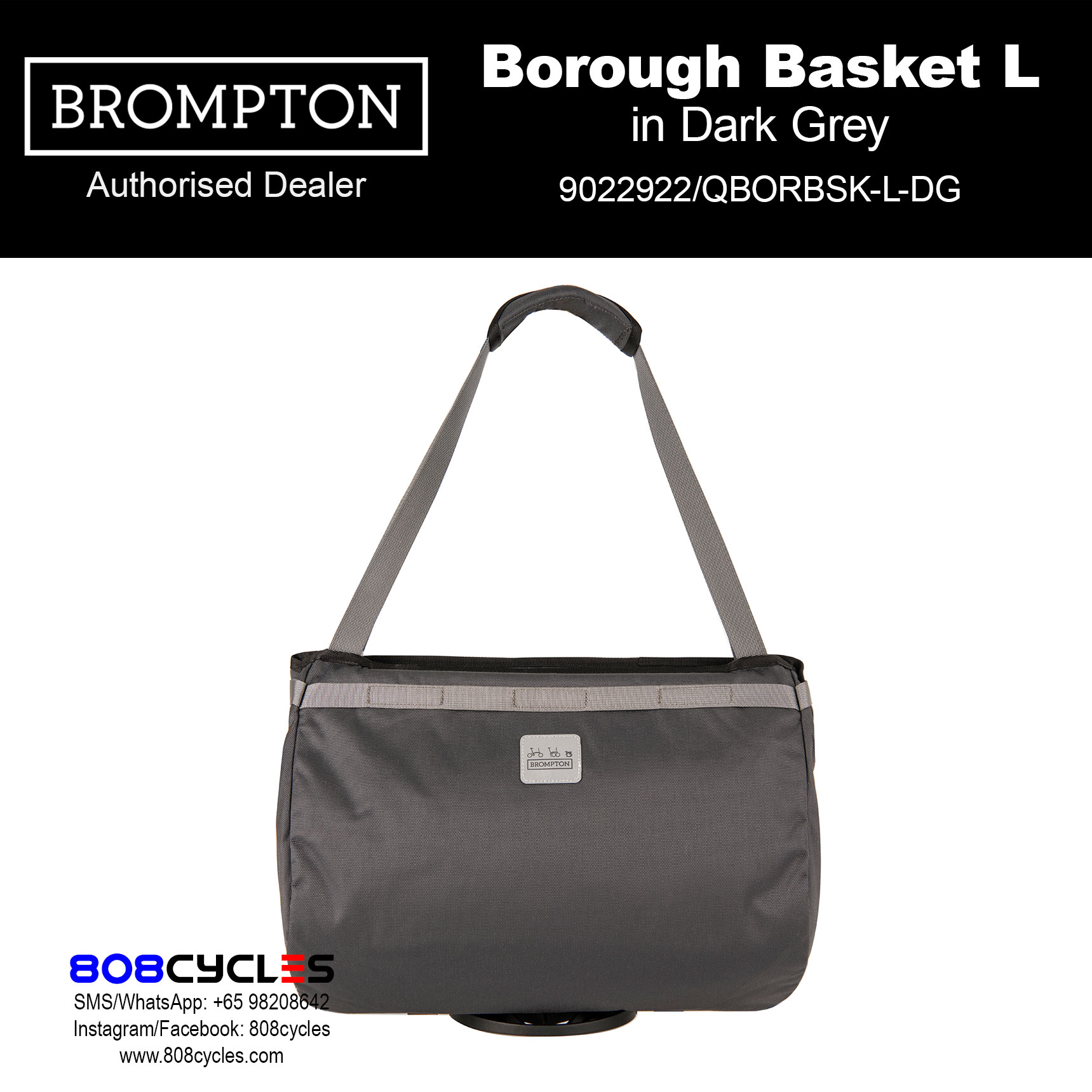 Brompton Borough Basket Bag Large – Dark Grey - Image 3