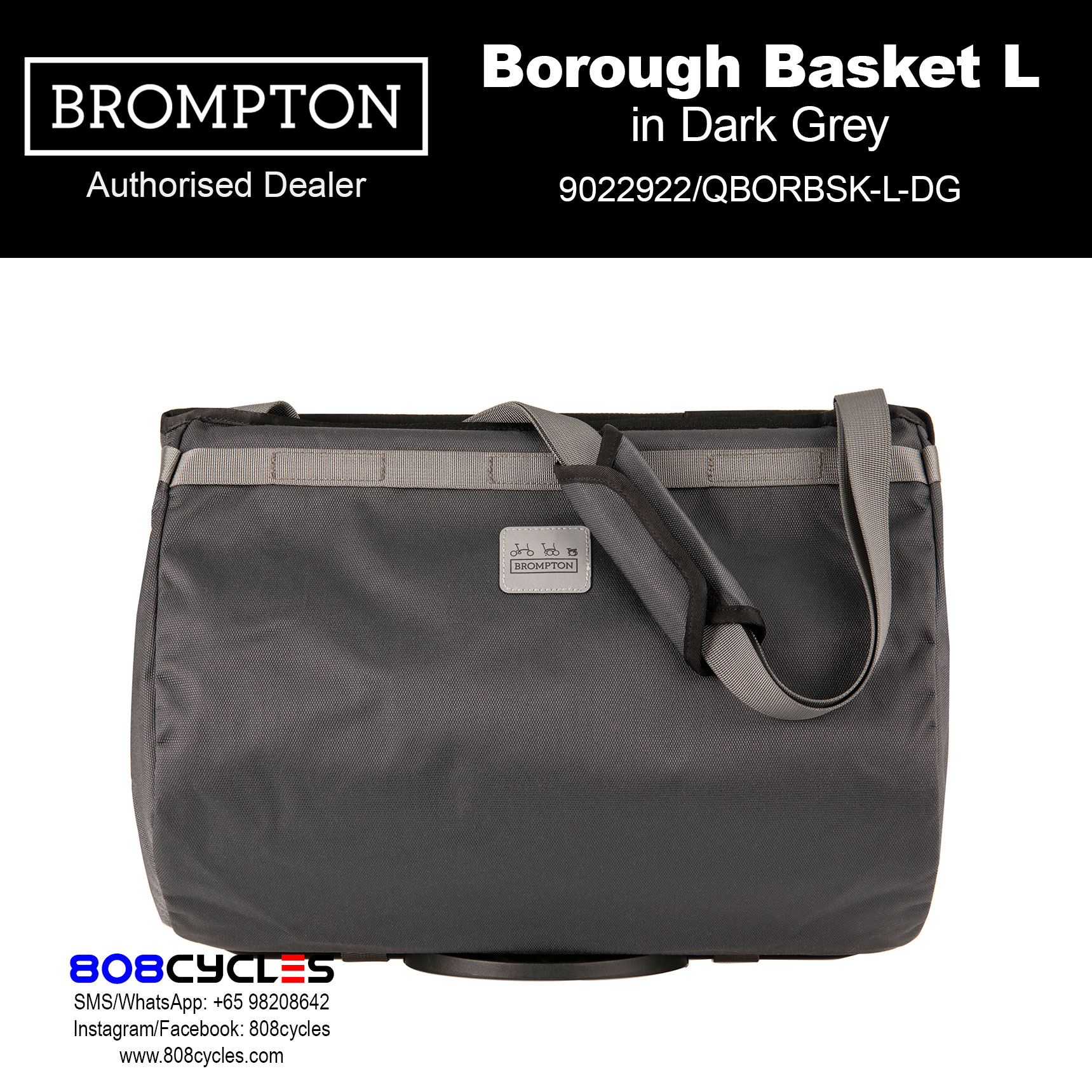 Brompton Borough Basket Bag Large – Dark Grey - Image 5