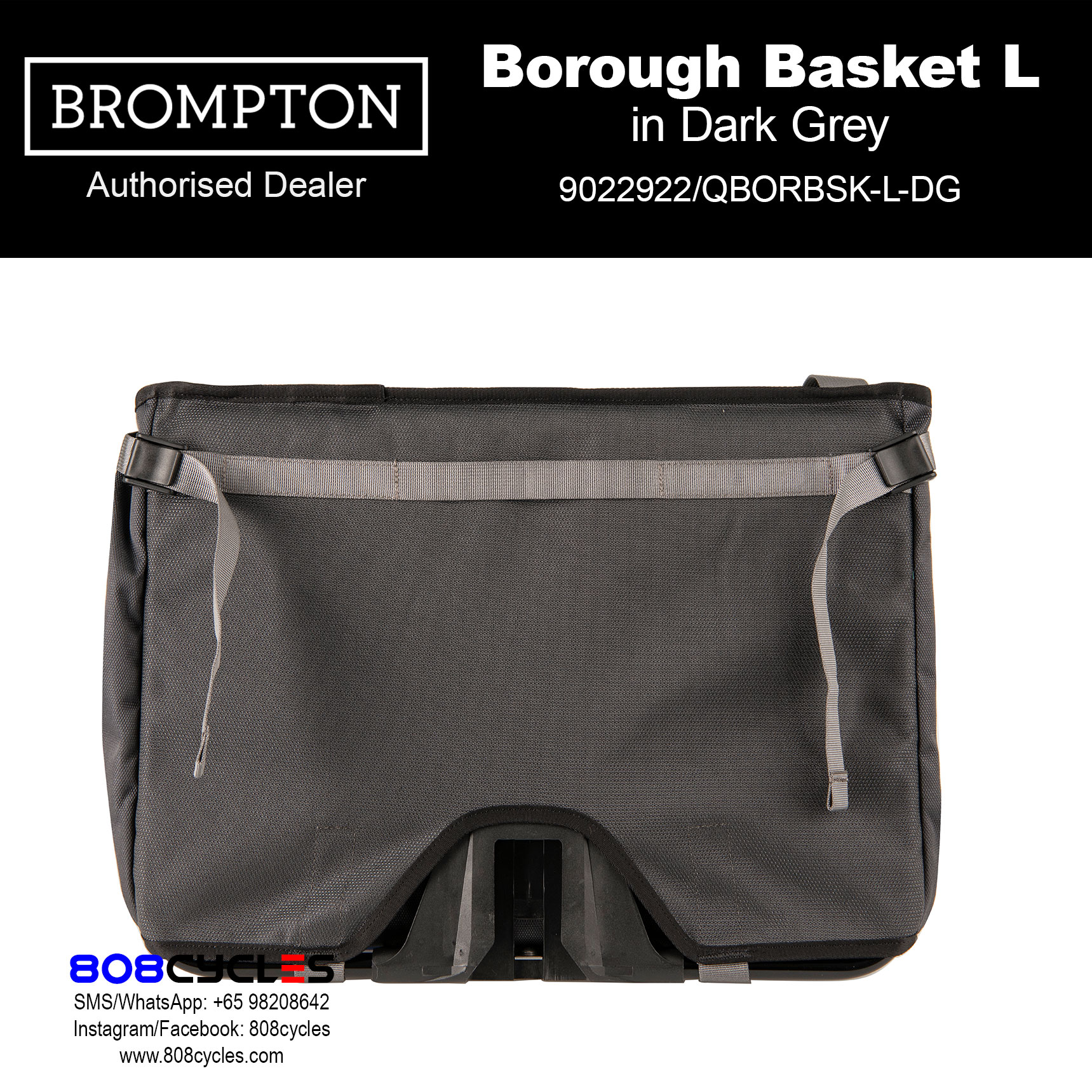 Brompton Borough Basket Bag Large – Dark Grey - Image 6