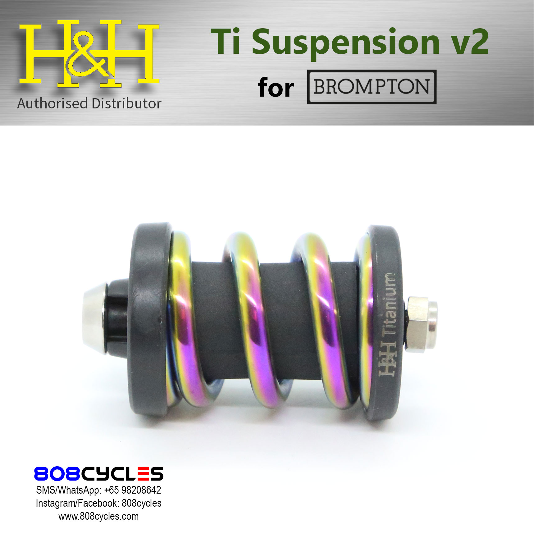 H&H Rainbow Titanium Suspension Block v2 for Brompton 2-/3-/6-speed