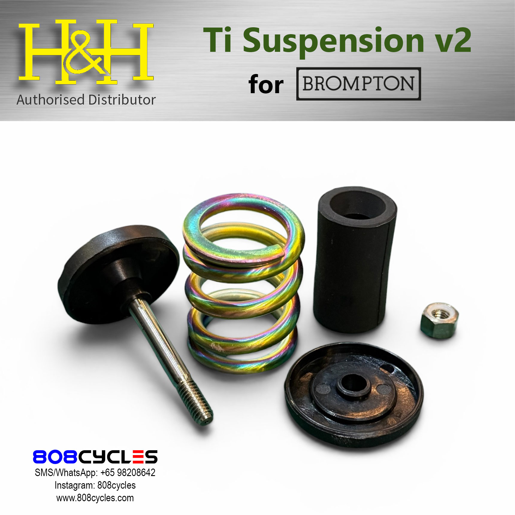 H&H Rainbow Titanium Suspension Block v2 for Brompton 2-/3-/6-speed - Image 2