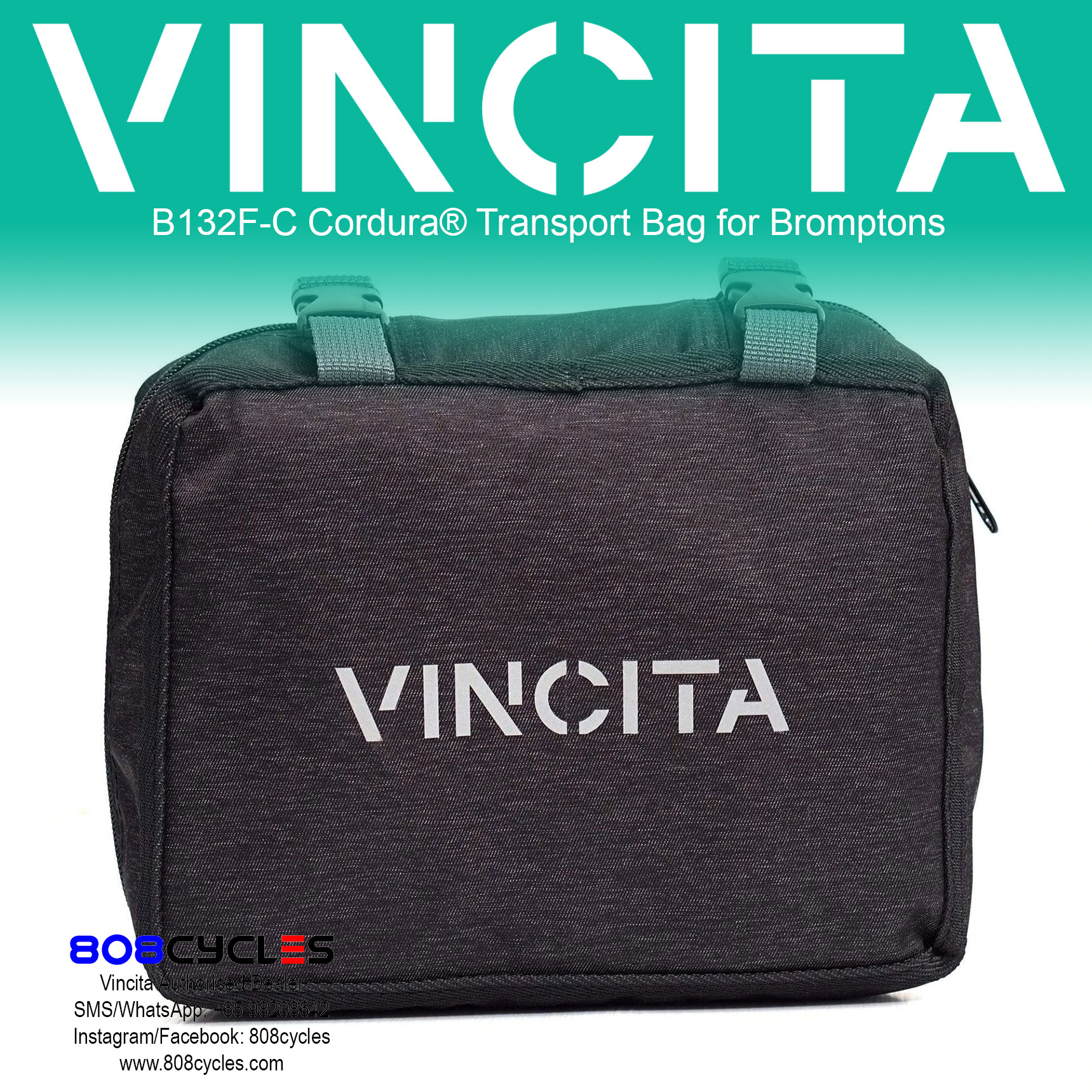Vincita B132F-C Cordura® Transport Bag for Bromptons - Image 2