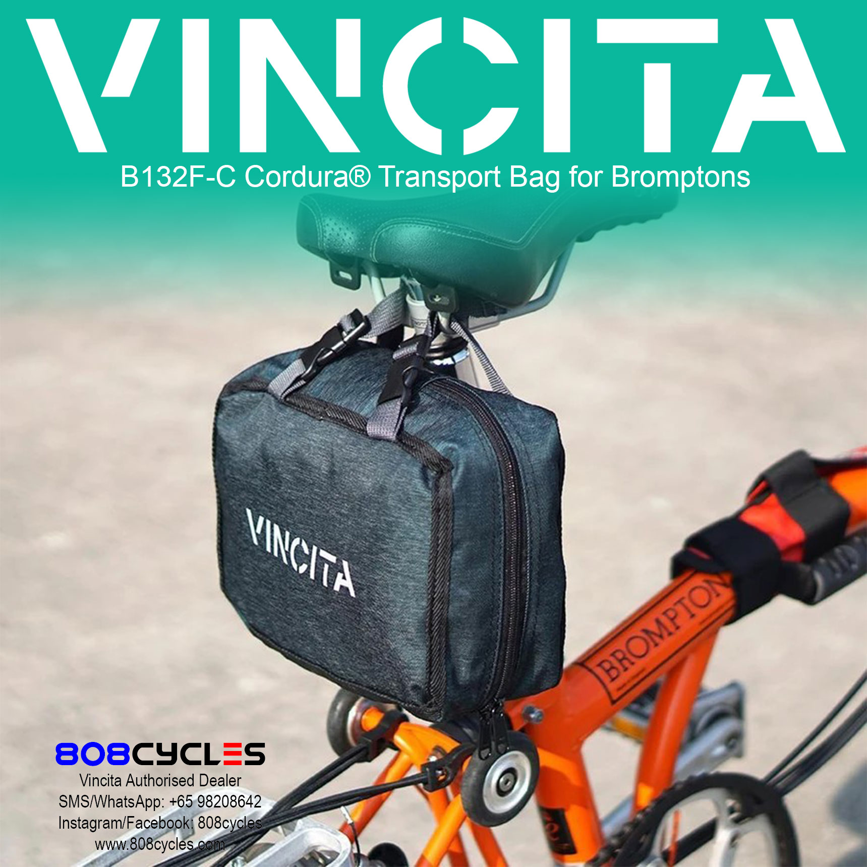 Vincita B132F-C Cordura® Transport Bag for Bromptons - Image 4