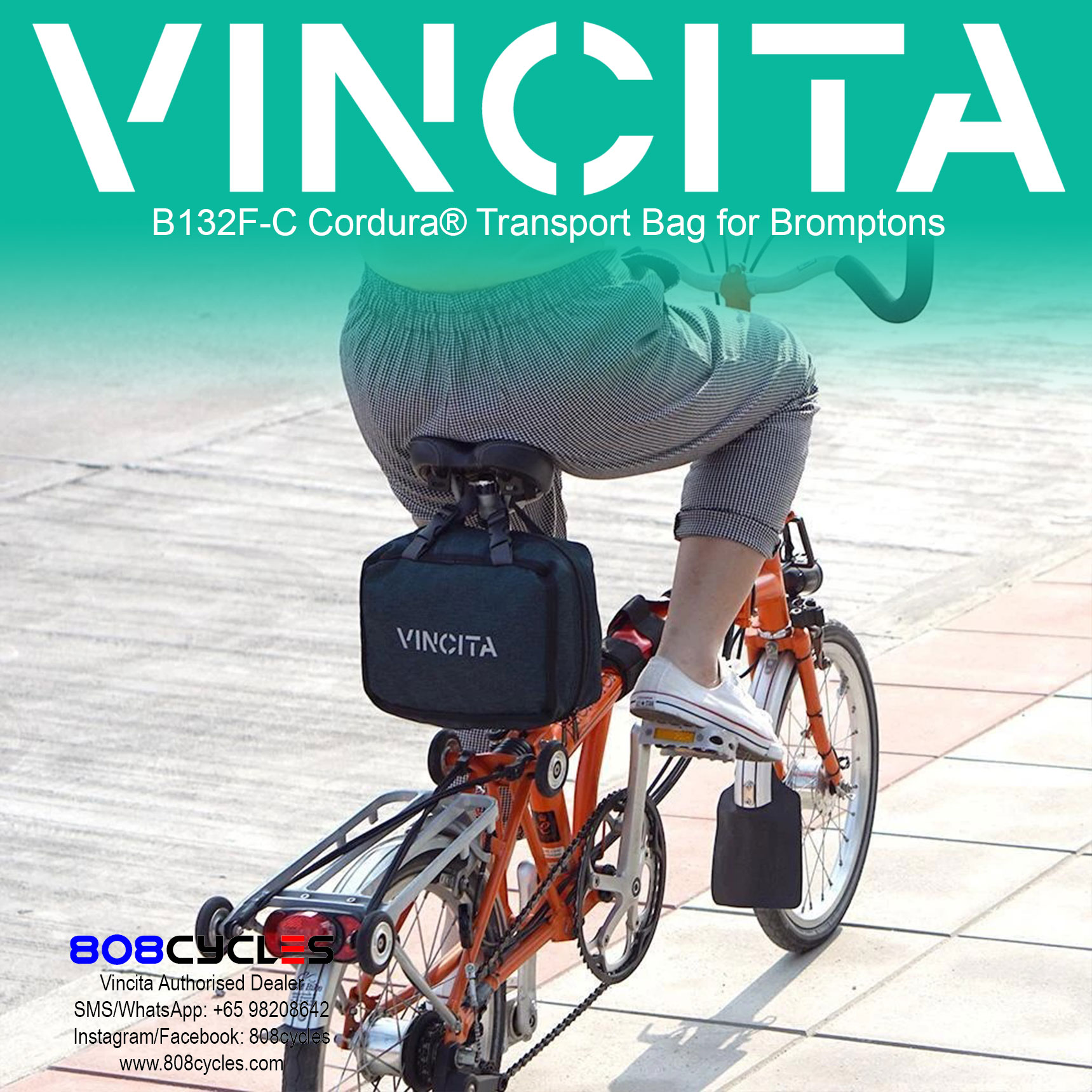 Vincita B132F-C Cordura® Transport Bag for Bromptons - Image 5