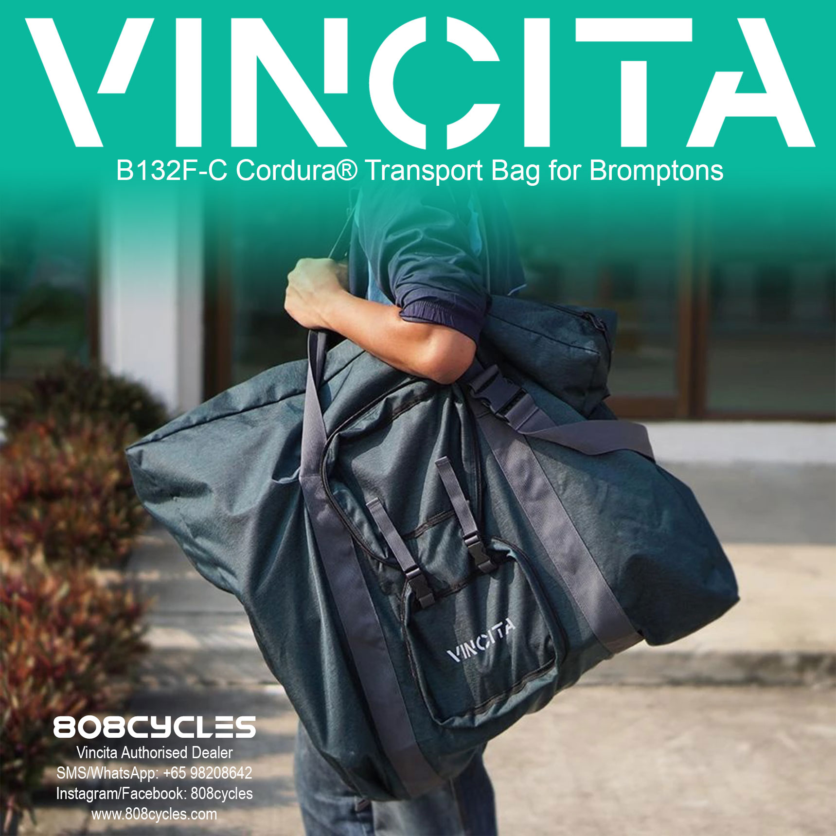 Vincita B132F-C Cordura® Transport Bag for Bromptons – 808 Cycles
