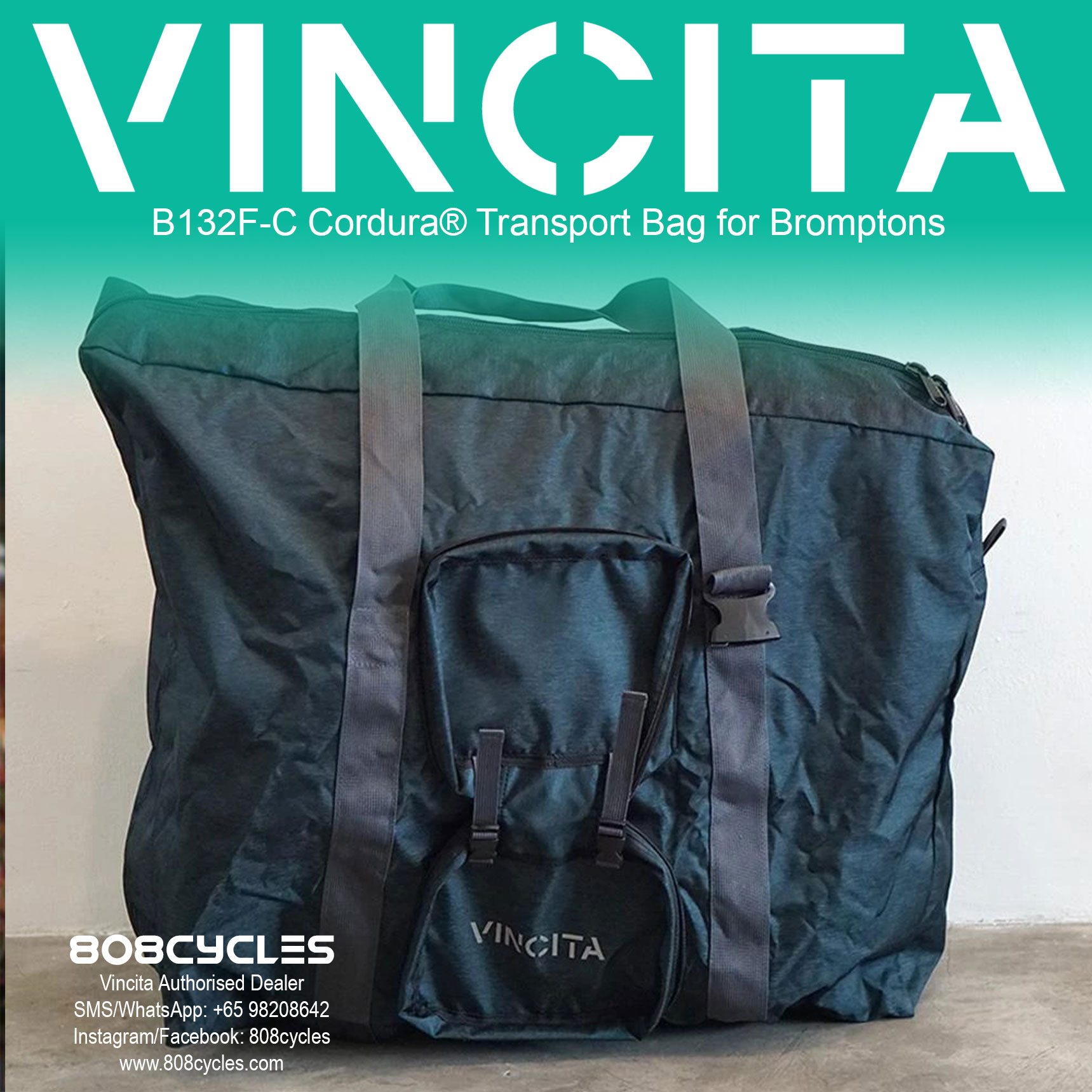 Vincita B132F-C Cordura® Transport Bag for Bromptons - Image 7