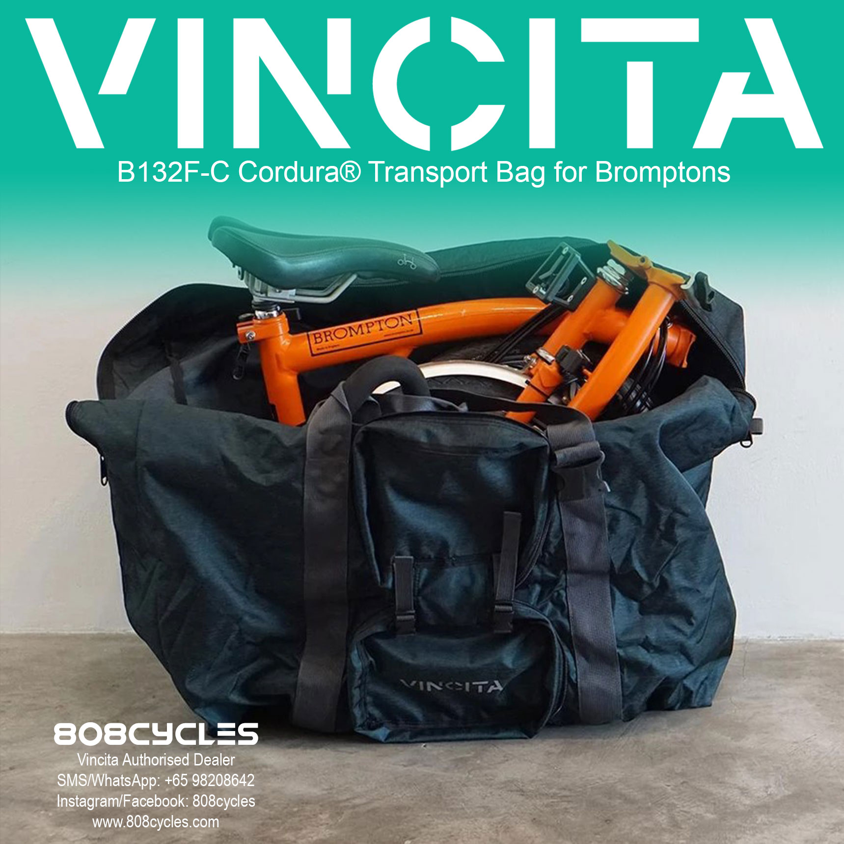 Vincita B132F-C Cordura® Transport Bag for Bromptons - Image 8