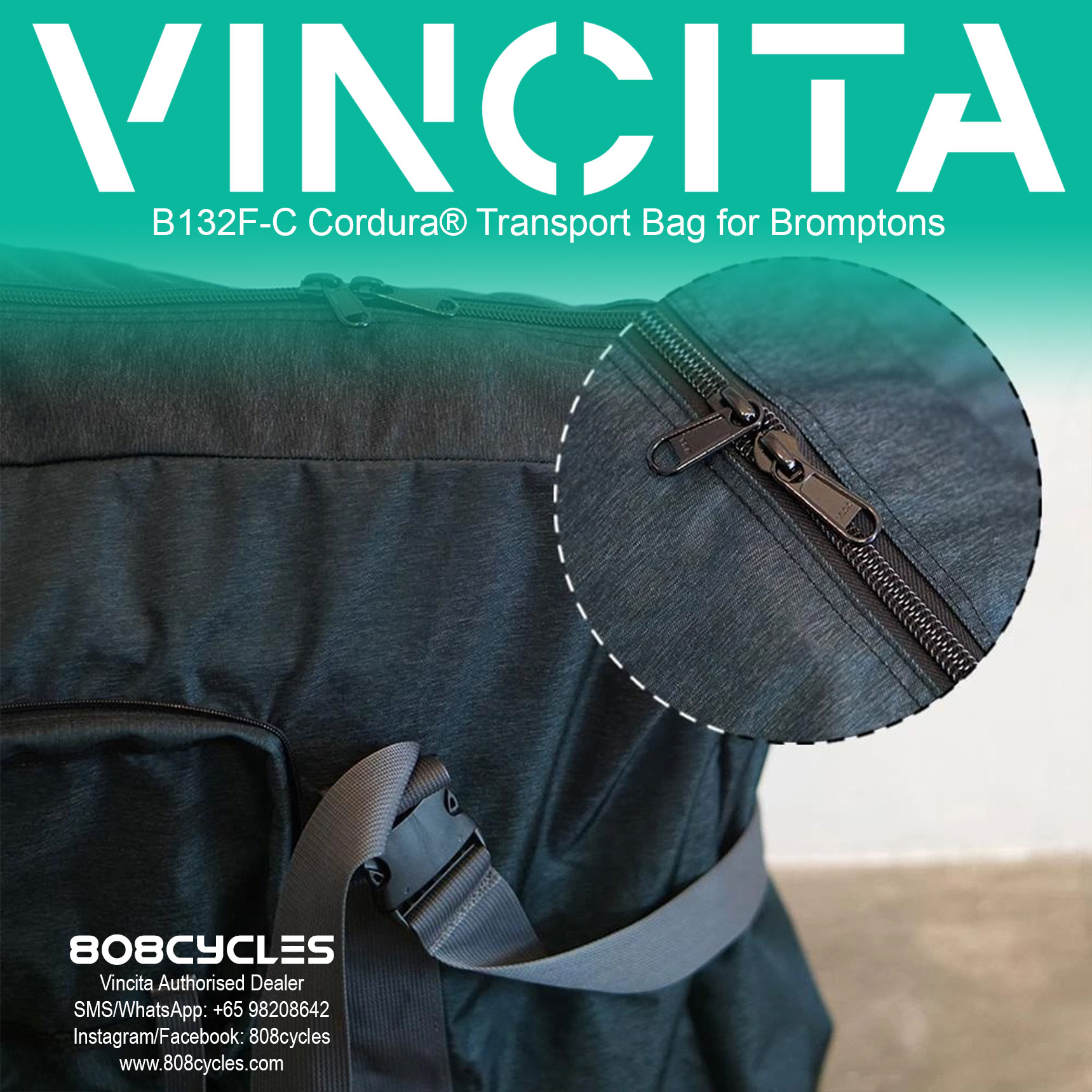 Vincita B132F-C Cordura® Transport Bag for Bromptons - Image 10