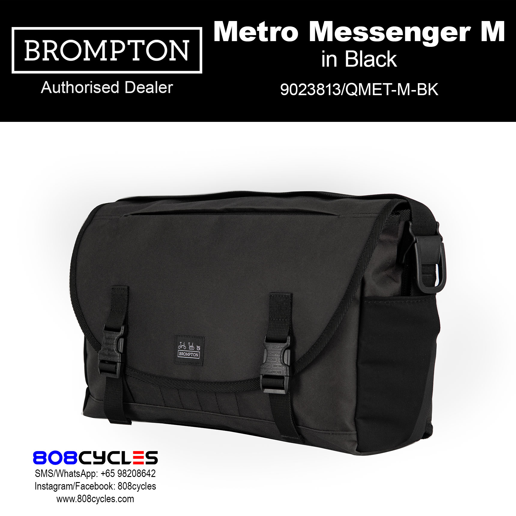 Brompton Metro Messenger Bag Medium – Black - Image 2