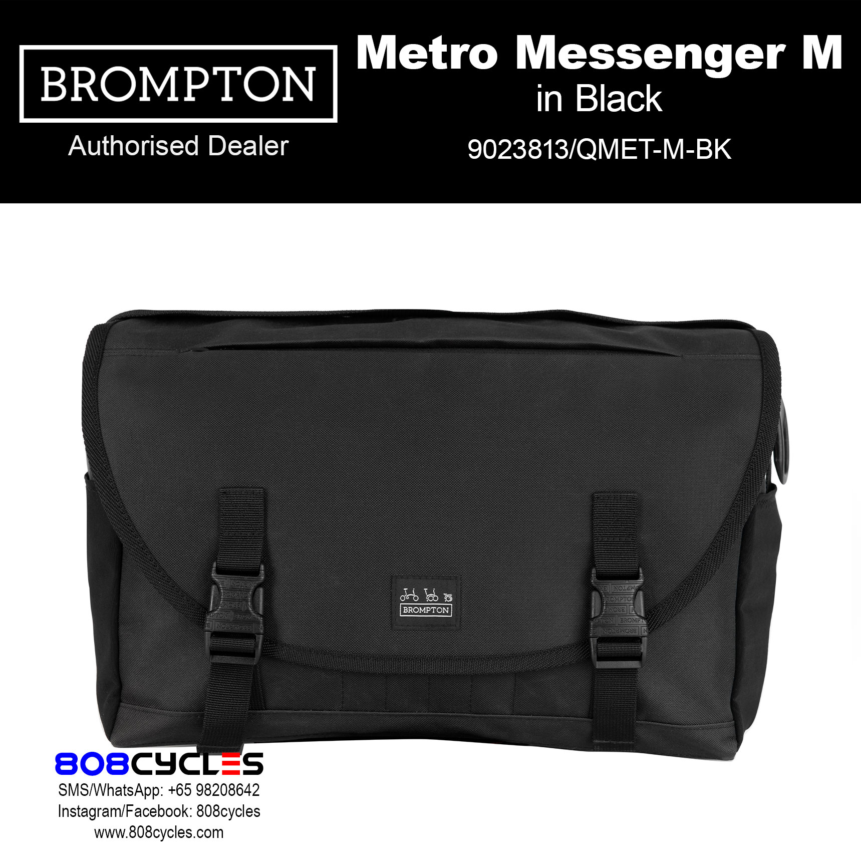 Brompton Metro Messenger Bag Medium – Black - Image 3