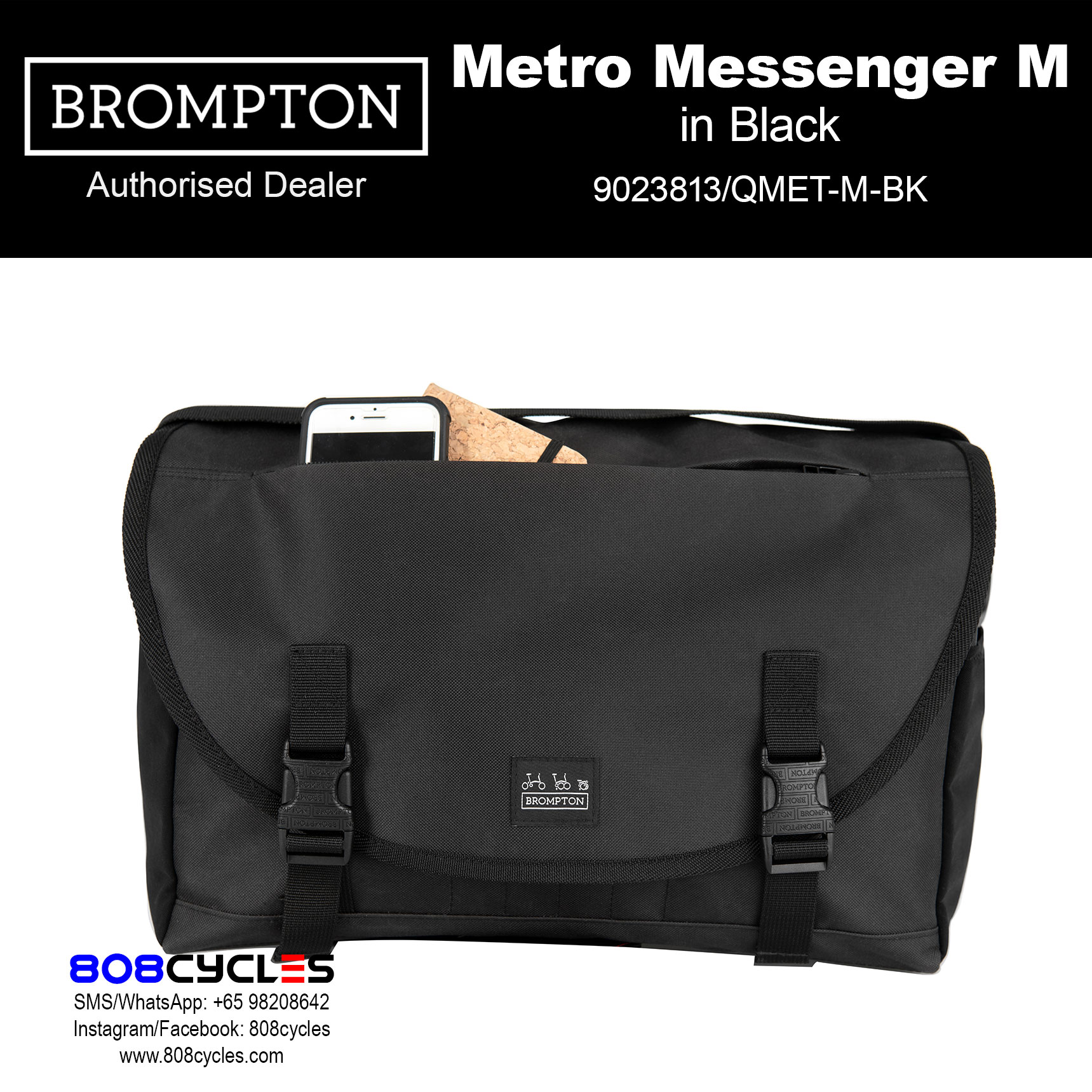 Brompton Metro Messenger Bag Medium – Black – 808 Cycles
