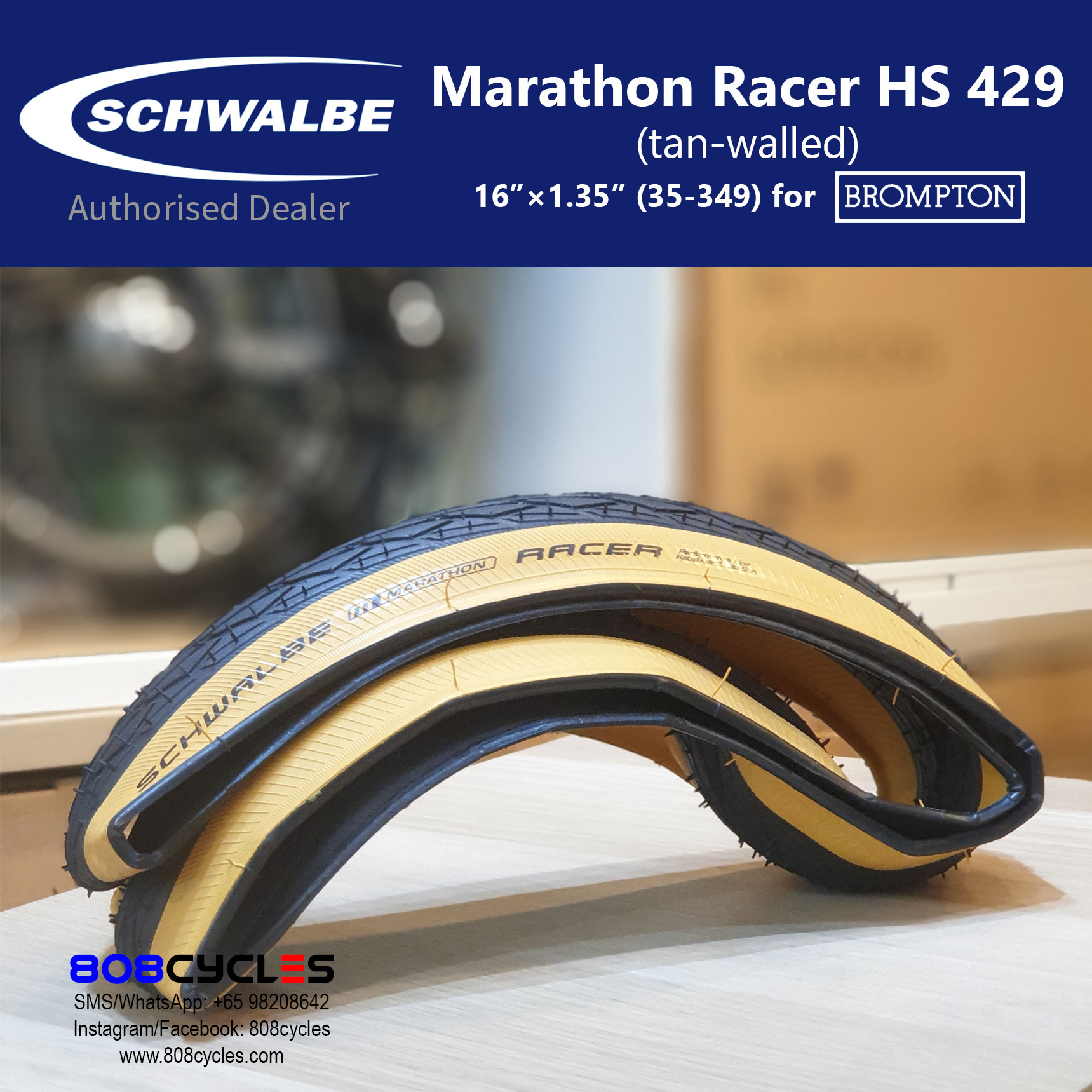 Schwalbe Marathon Racer HS 429 (tan-walled, foldable) - Image 2