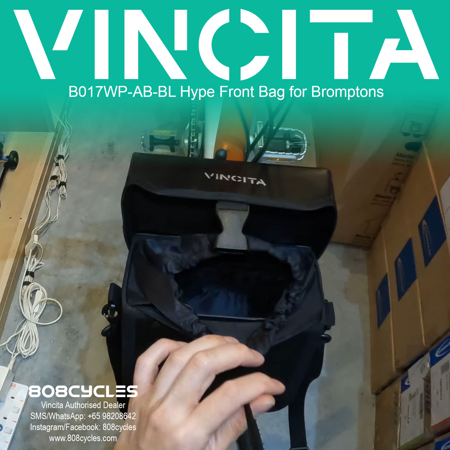 Vincita B017WP-AB-BL Hype Small Front Bag Waterproof (Black) - Image 6