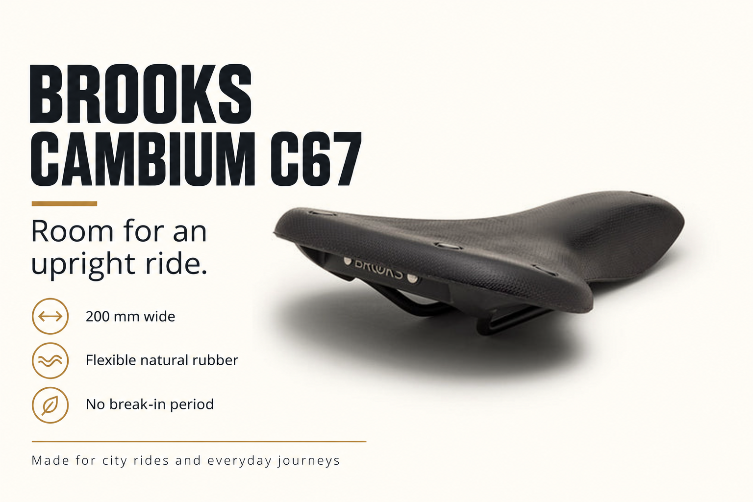 Brooks Cambium C67 Saddle – Black, 200 mm – 808 Cycles
