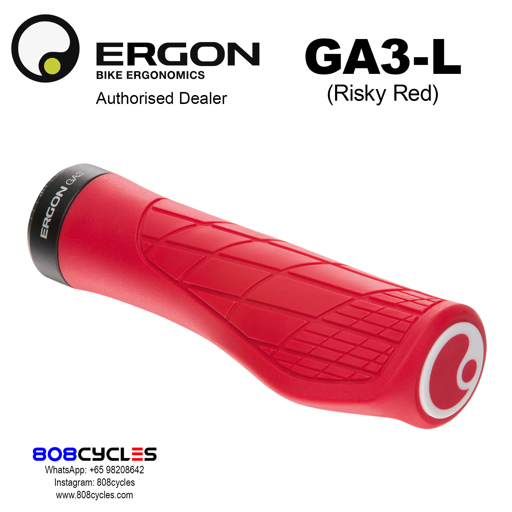 エクササイズグッズ RED GEAR Ergon GA3-L Grips (Risky Red) – 808 Cycles