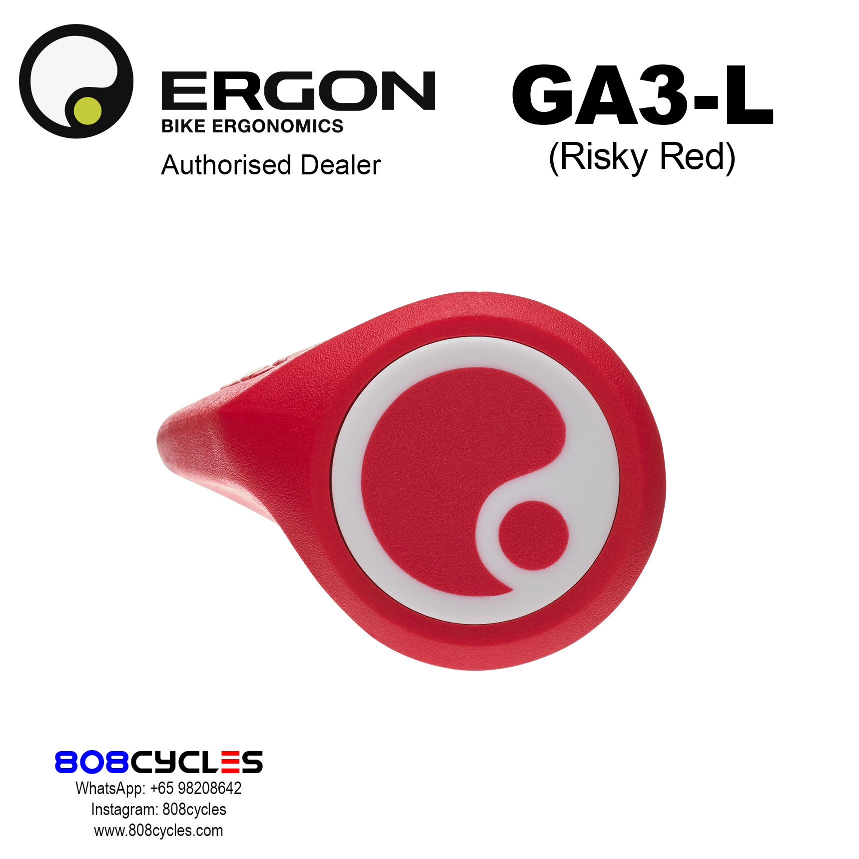 Ergon GA3-L Grips (Risky Red) - Image 4