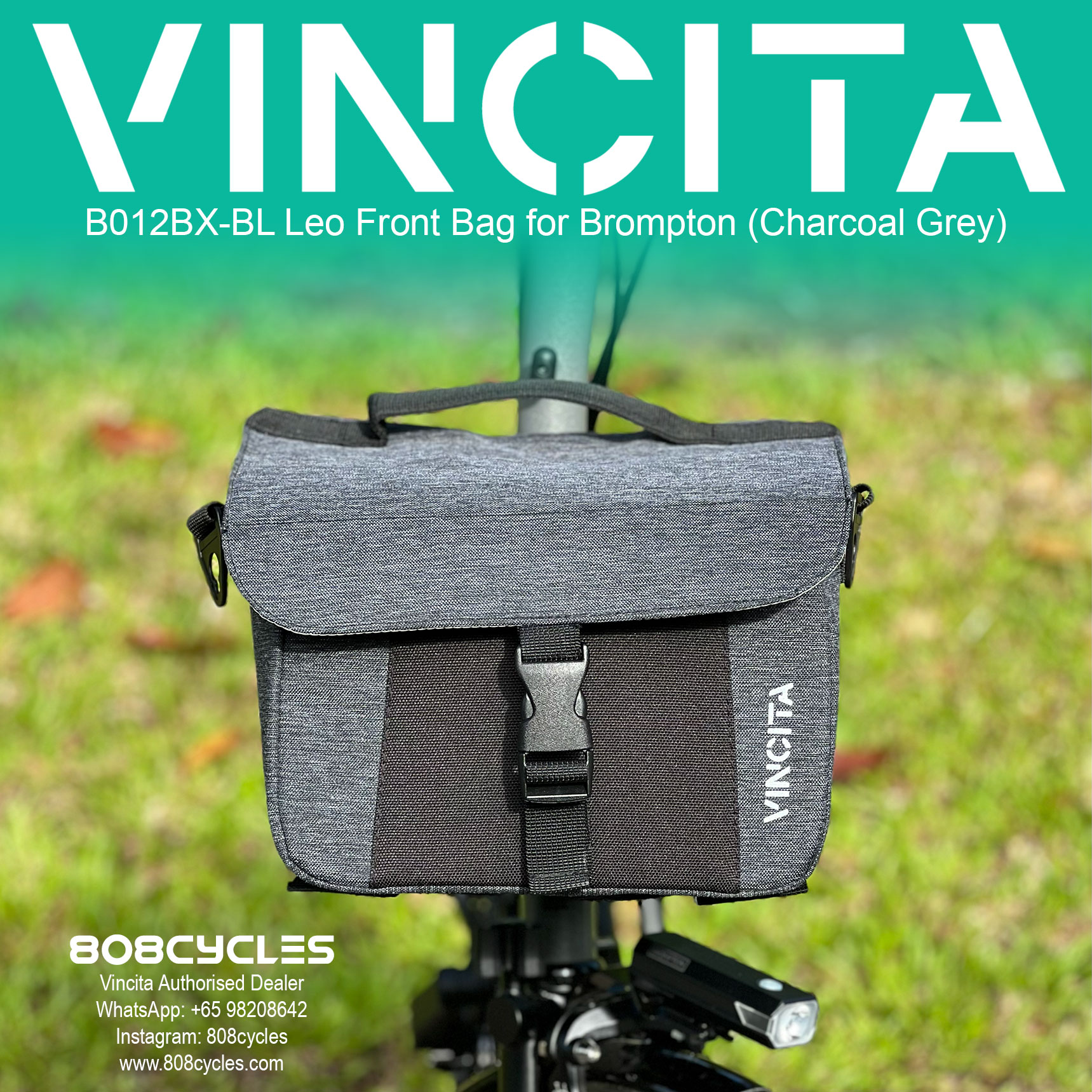 Vincita B012BX Leo Front Bag for Brompton – 808 Cycles