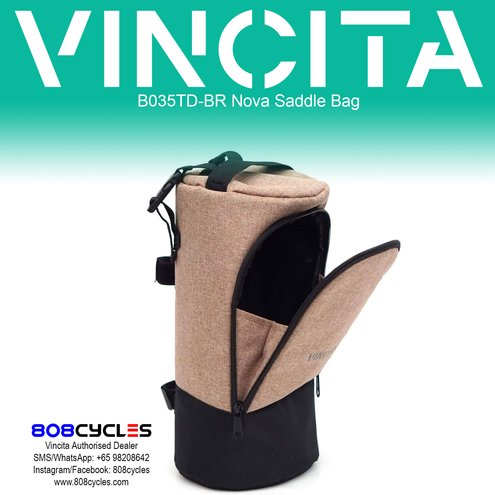 Vincita B035TD Nova Bicycle Saddle Bag - Image 5