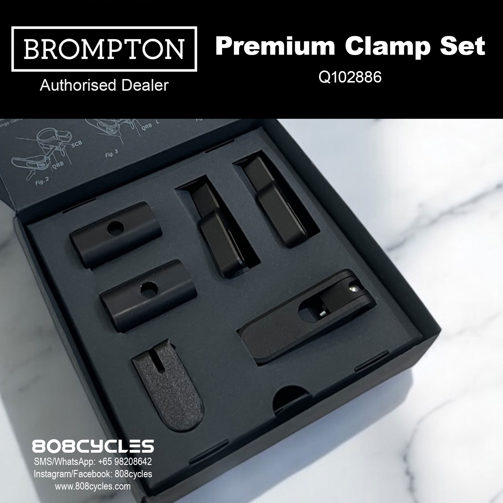 Brompton Premium Hinge Clamp + Rear Frame Clip Set Q102886