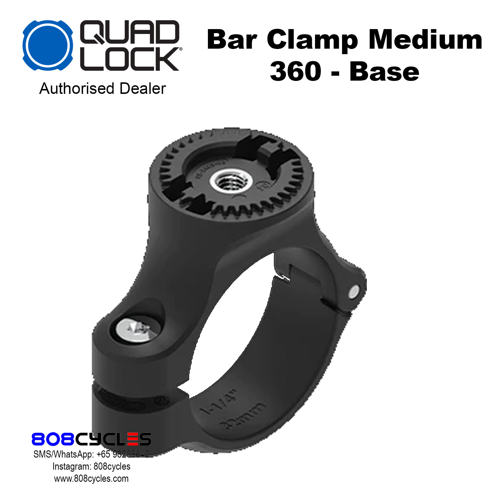 Quad Lock 360 Base - Bar Clamp Medium
