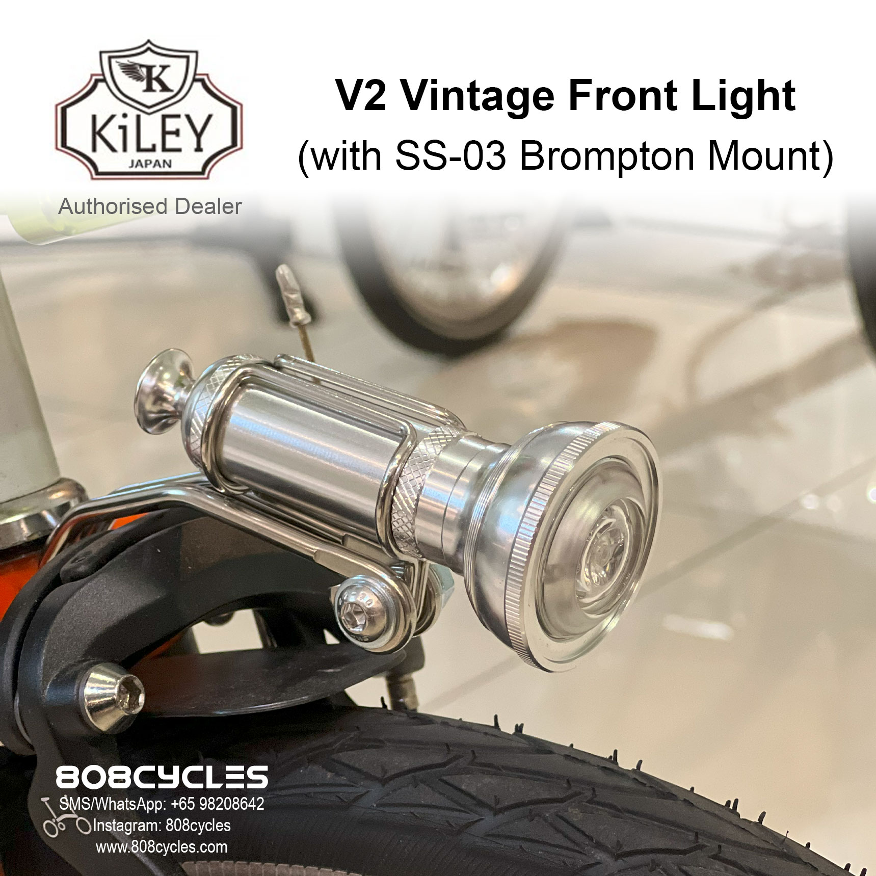 KiLEY V2 Vintage Front Light with SS-03 bracket – 808 Cycles