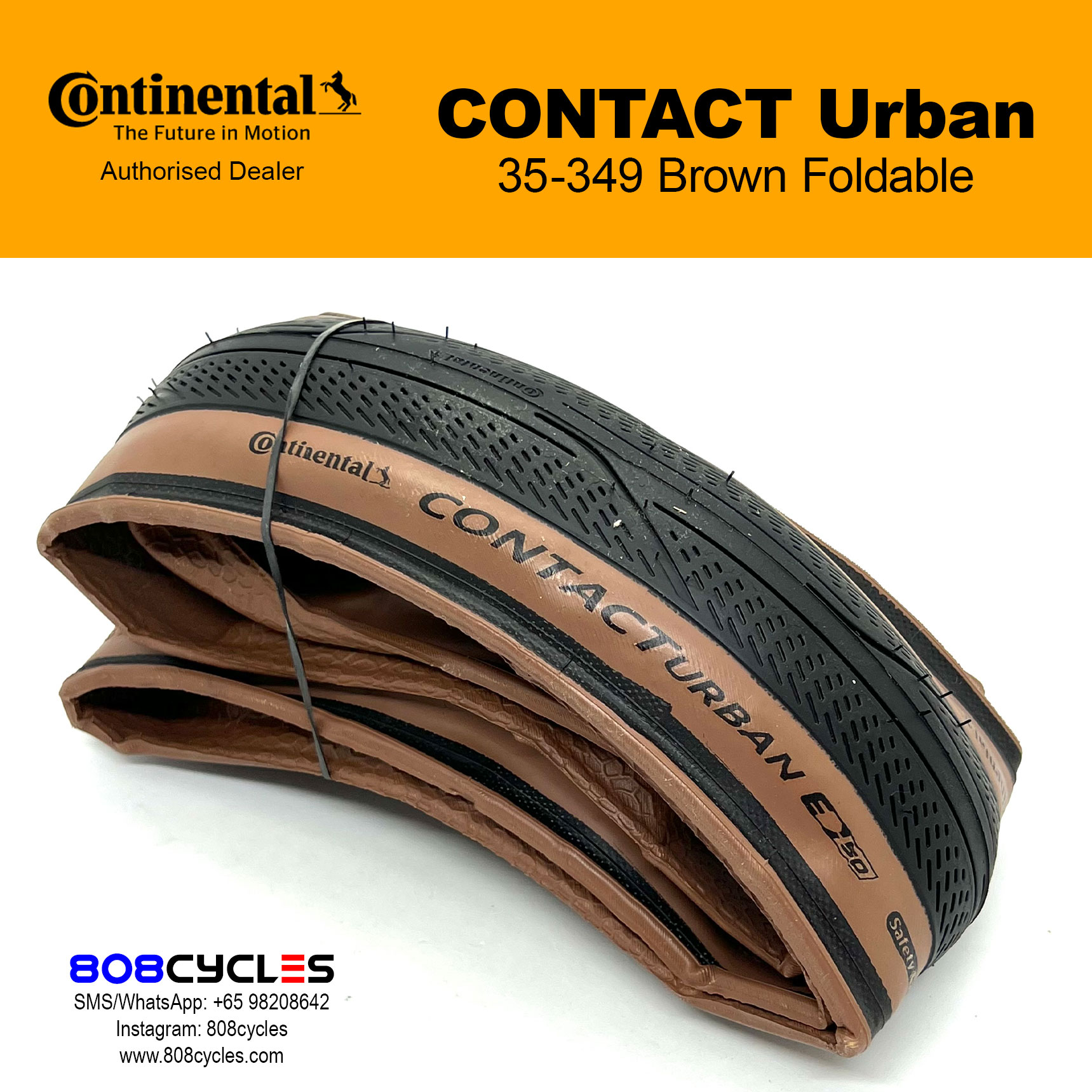 Continental CONTACT Urban (Brown) for Brompton | 808 Cycles