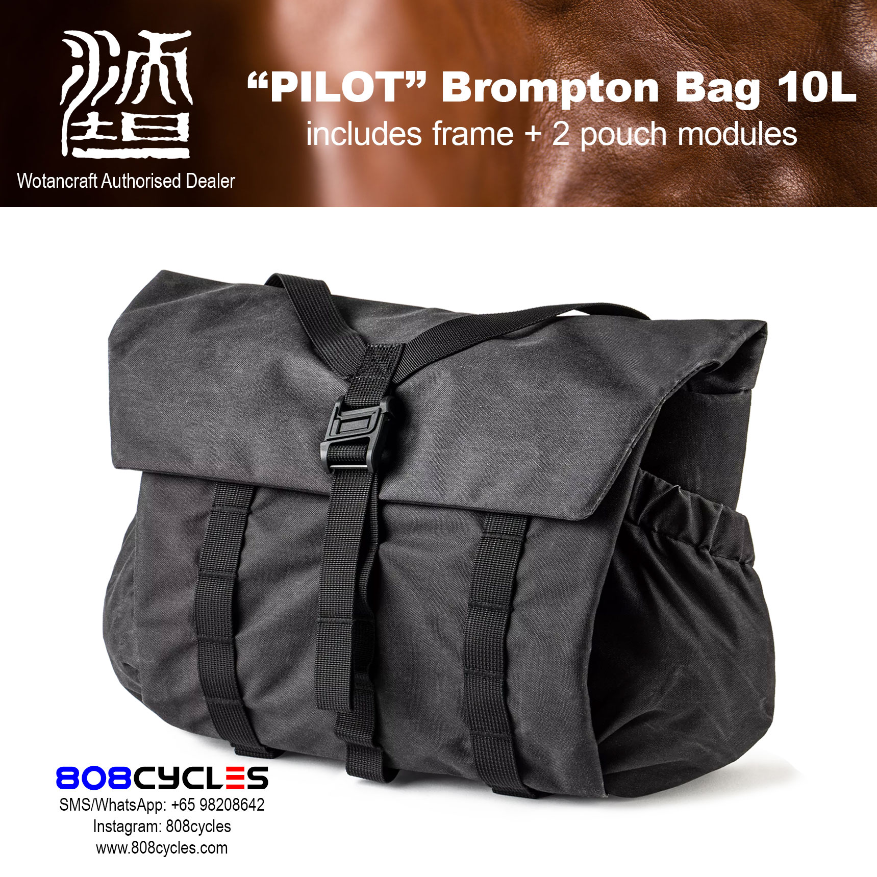Wotancraft "Pilot" Brompton Bag 10L with 2 pouch modules - Image 2