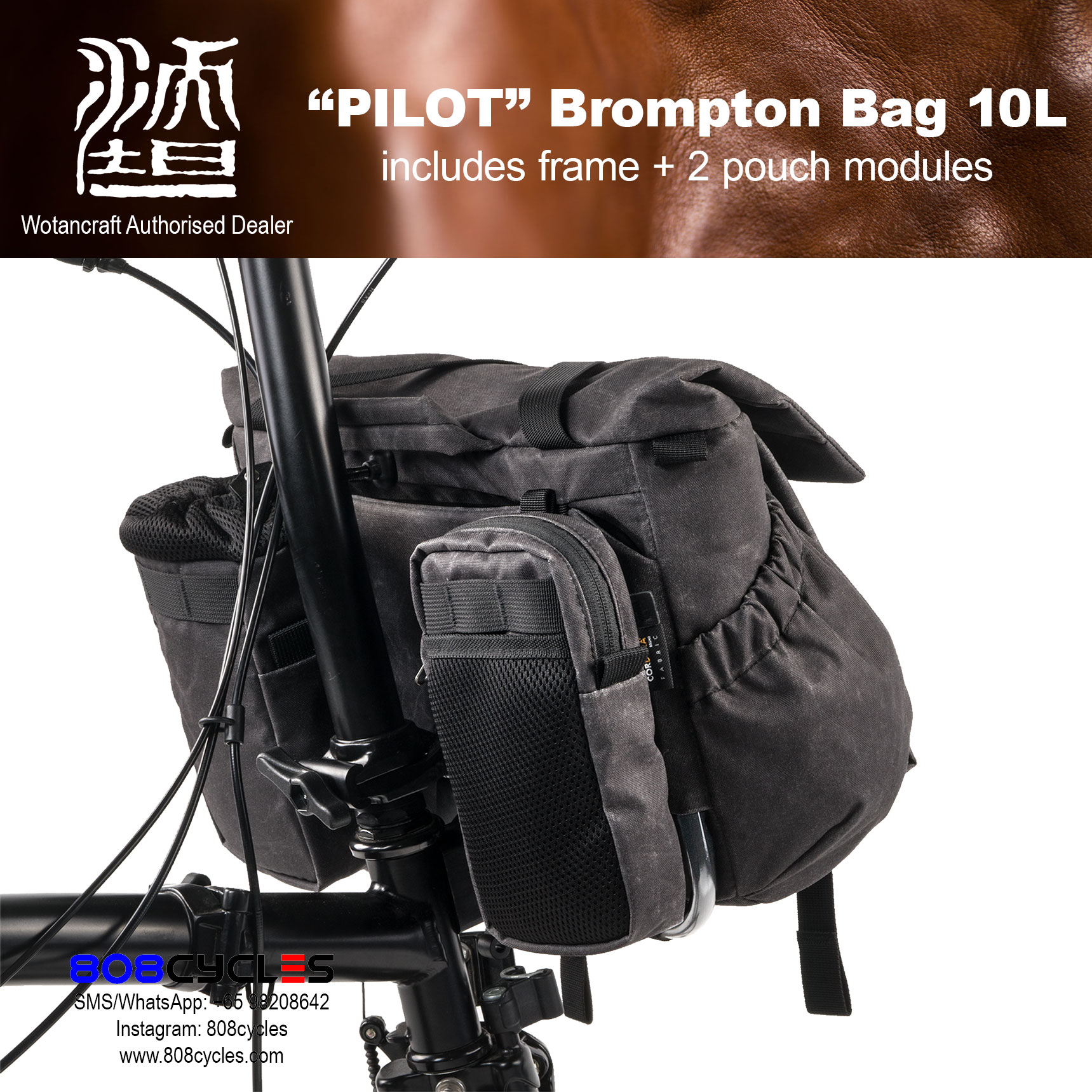 Wotancraft "Pilot" Brompton Bag 10L with 2 pouch modules - Image 3