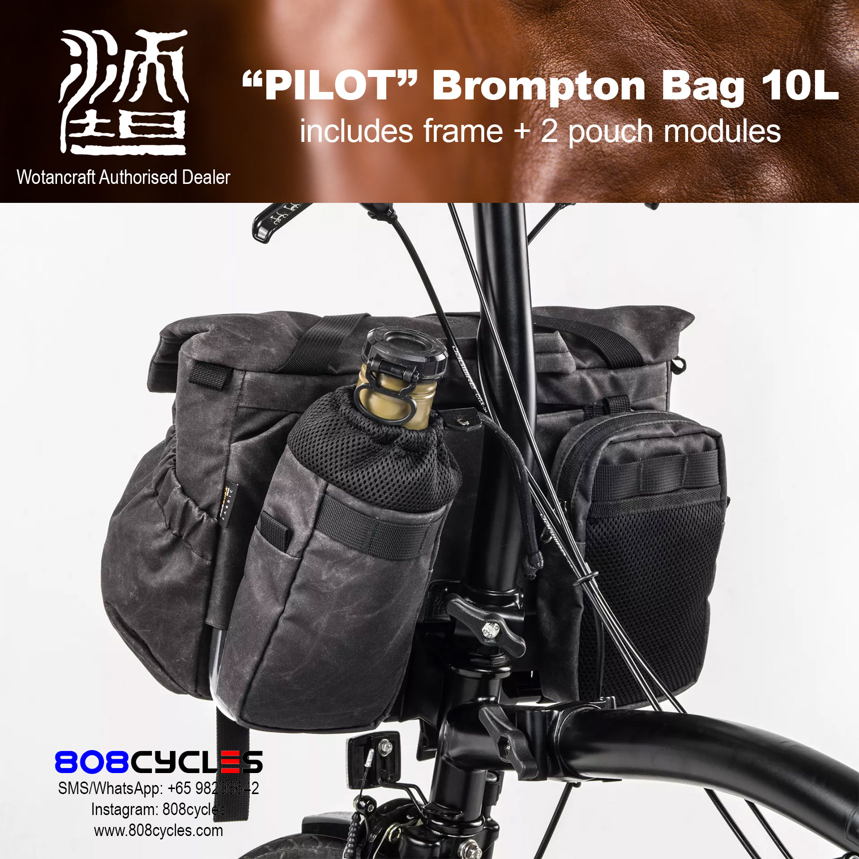 Wotancraft "Pilot" Brompton Bag 10L with 2 pouch modules - Image 4