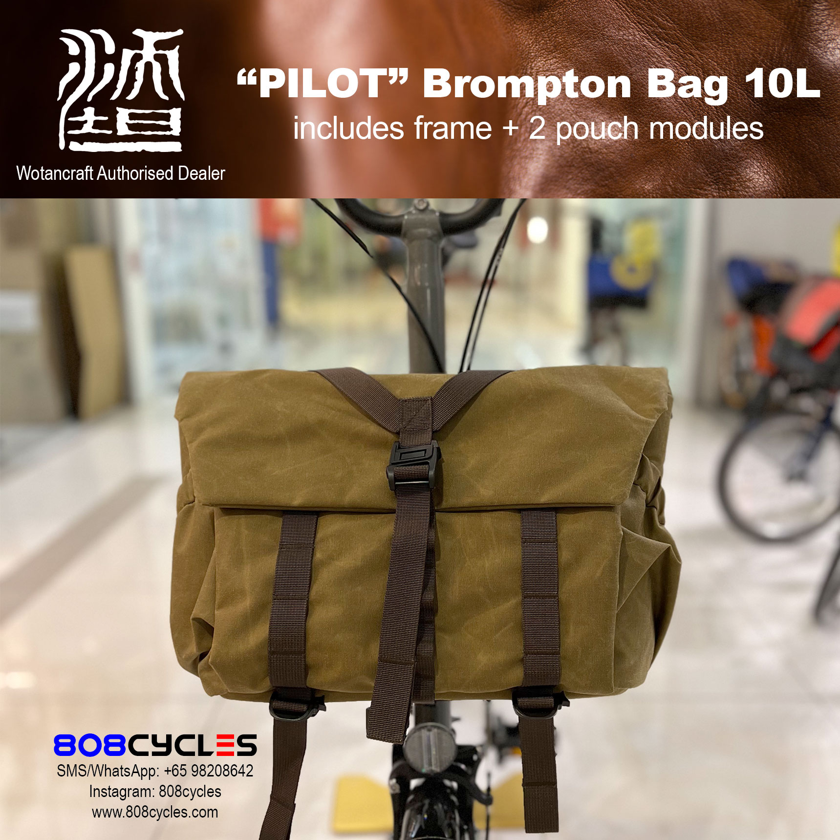 Wotancraft "Pilot" Brompton Bag 10L with 2 pouch modules - Image 5
