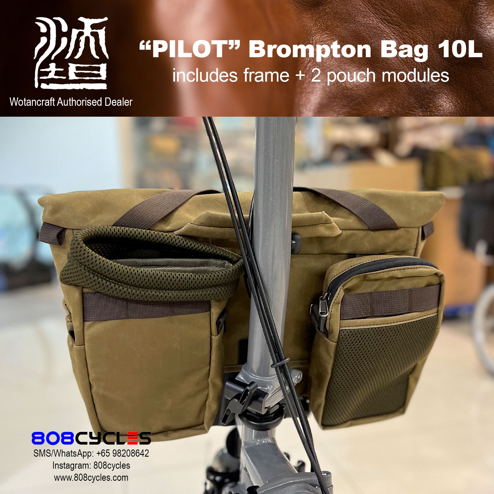 Wotancraft "Pilot" Brompton Bag 10L with 2 pouch modules - Image 8
