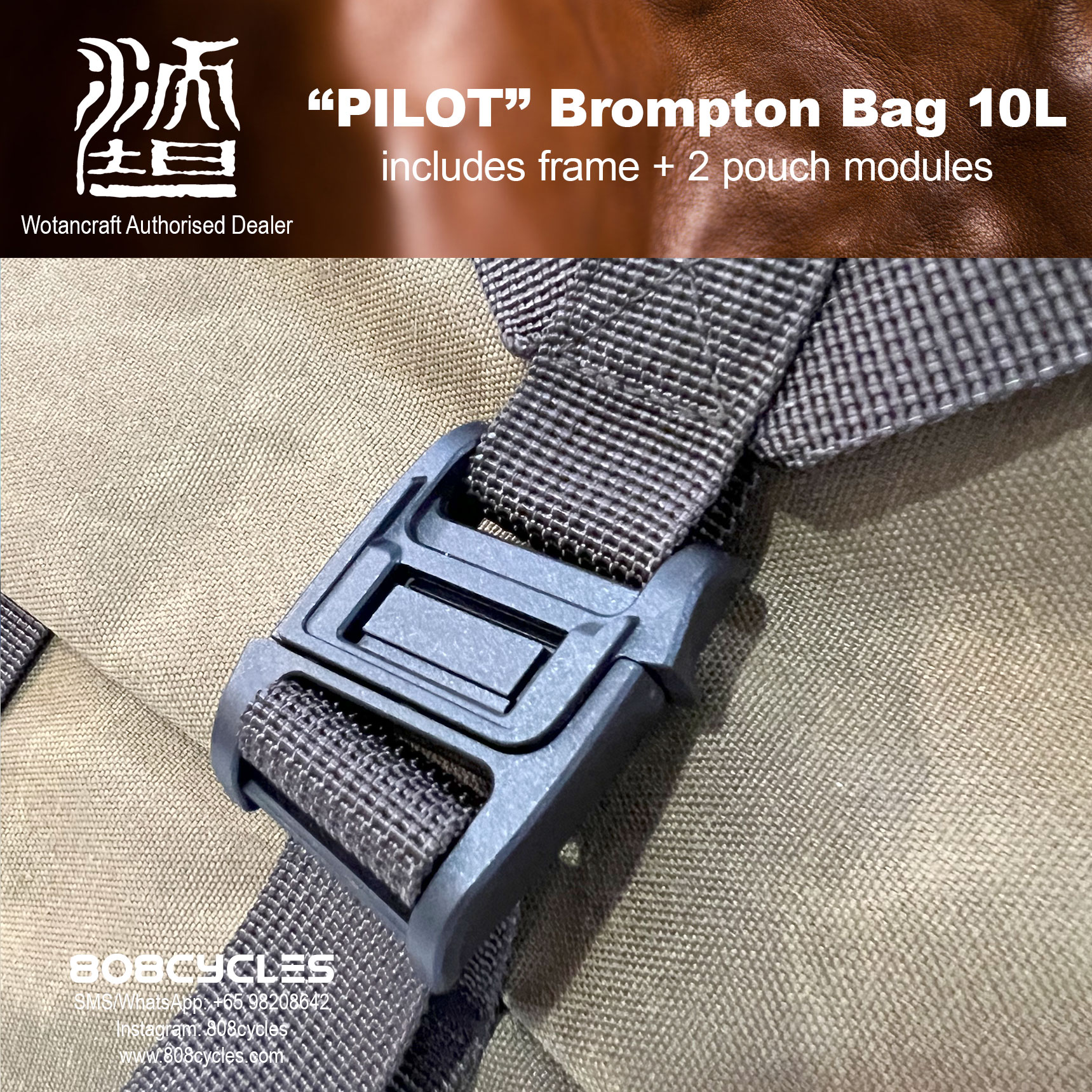 Wotancraft "Pilot" Brompton Bag 10L with 2 pouch modules - Image 9