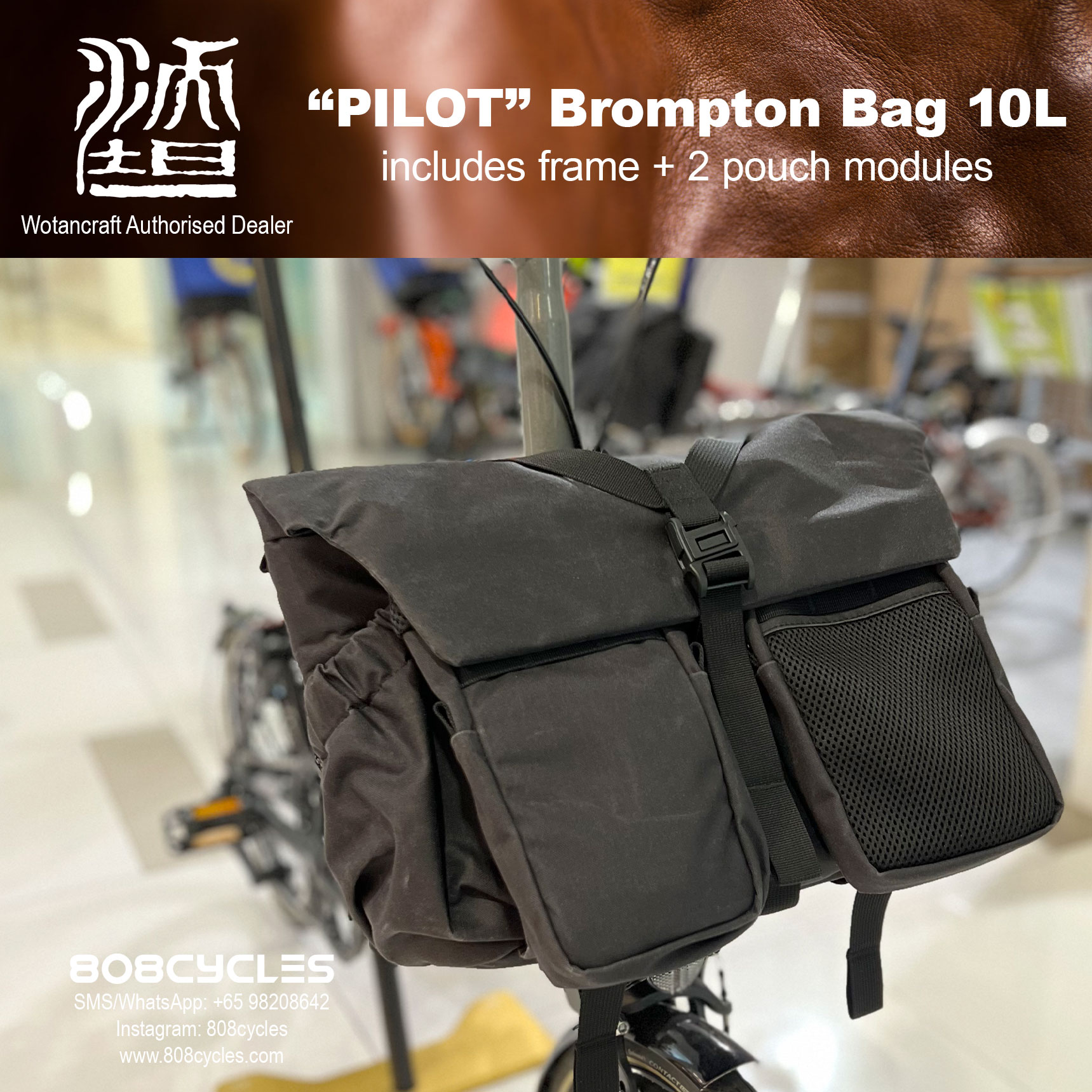 Wotancraft "Pilot" Brompton Bag 10L with 2 pouch modules - Image 10