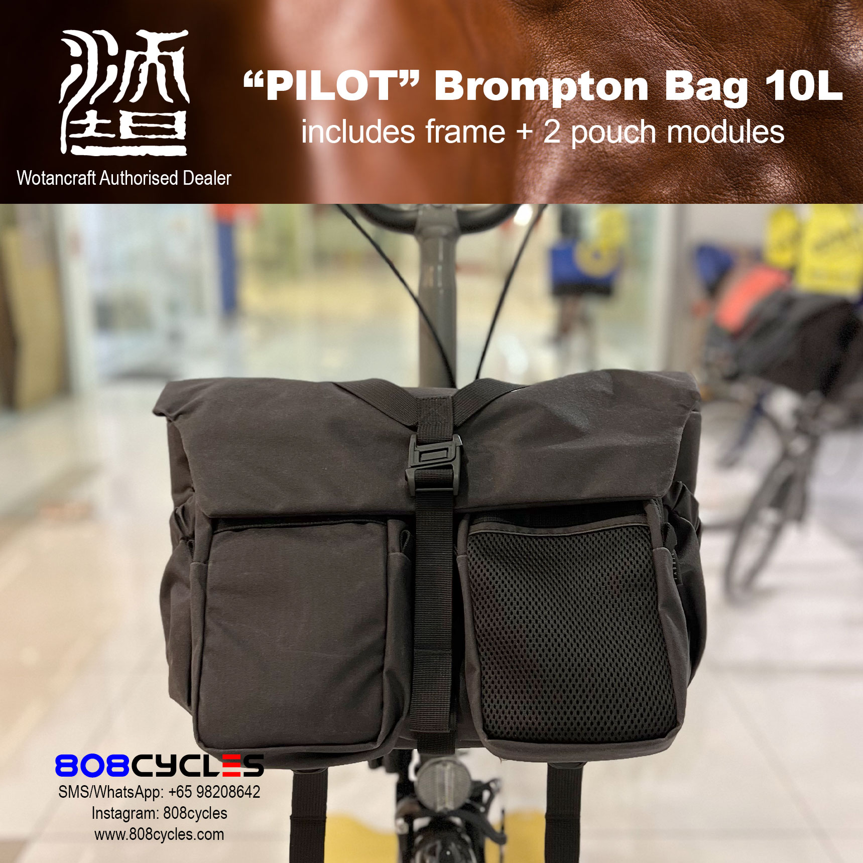 Wotancraft "Pilot" Brompton Bag 10L with 2 pouch modules - Image 11