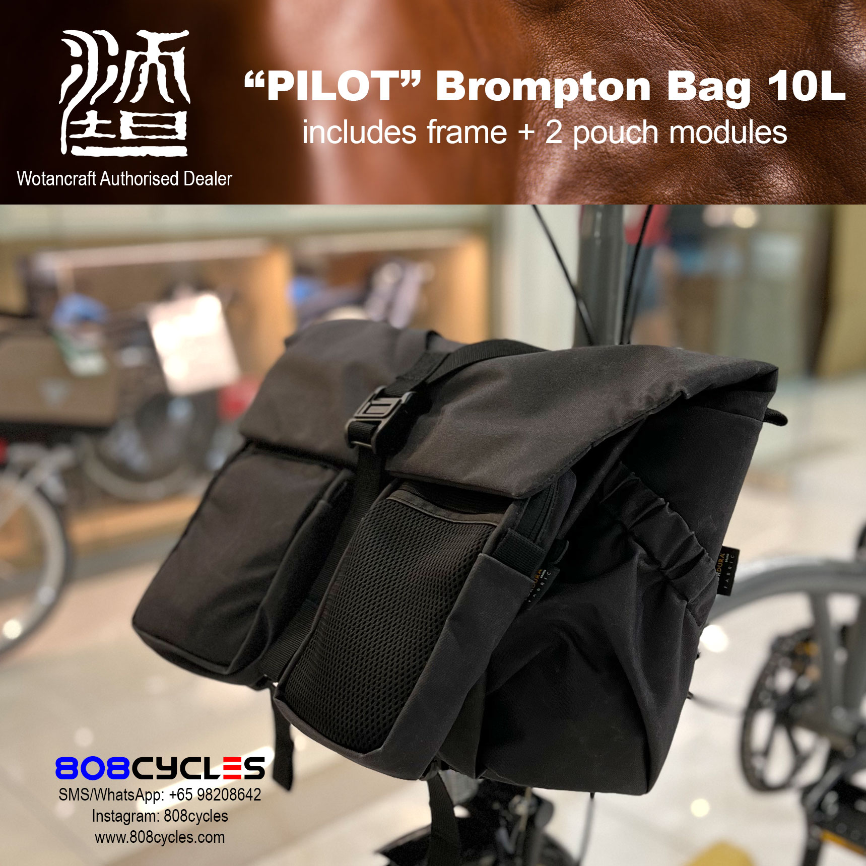 Wotancraft "Pilot" Brompton Bag 10L with 2 pouch modules - Image 12