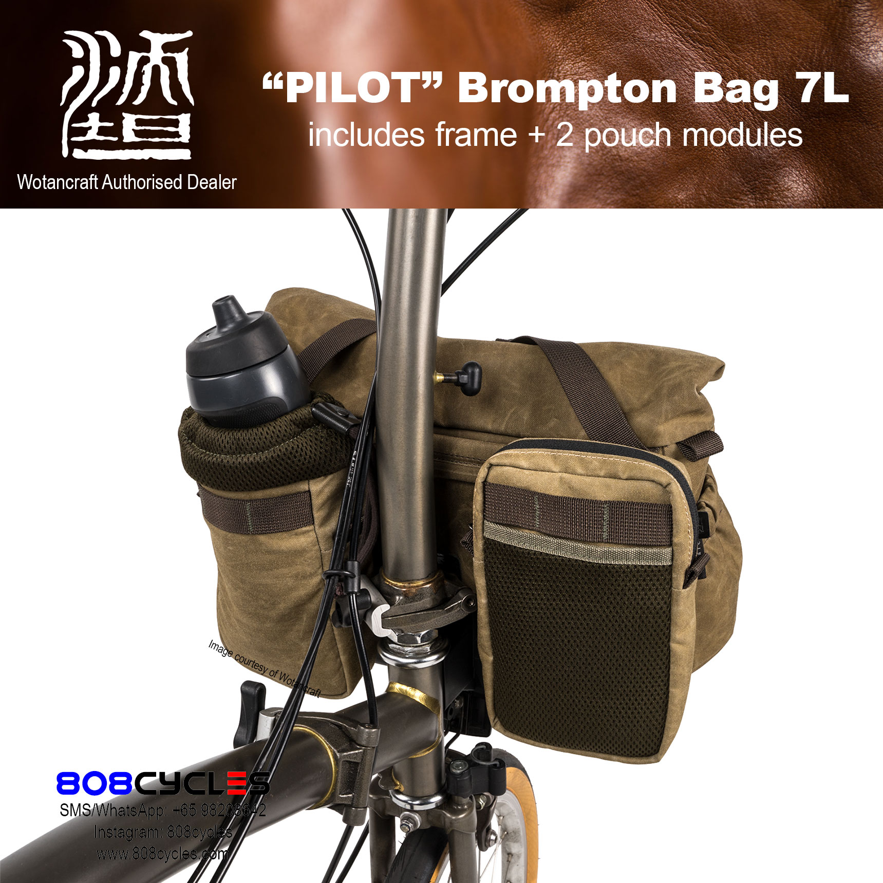 Wotancraft "Pilot" Brompton Bag 7L with 2 pouch modules - Image 3