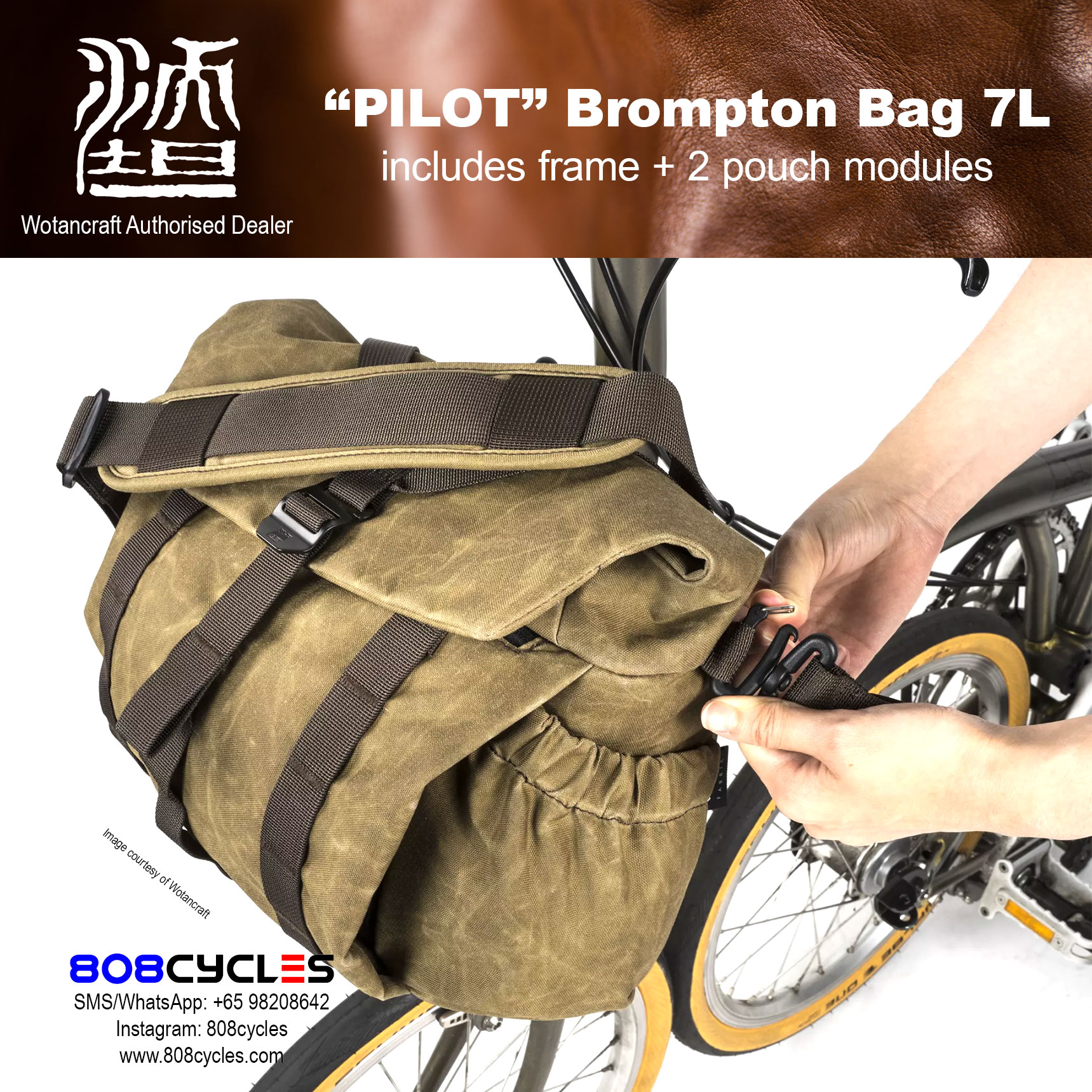 Wotancraft "Pilot" Brompton Bag 7L with 2 pouch modules - Image 5