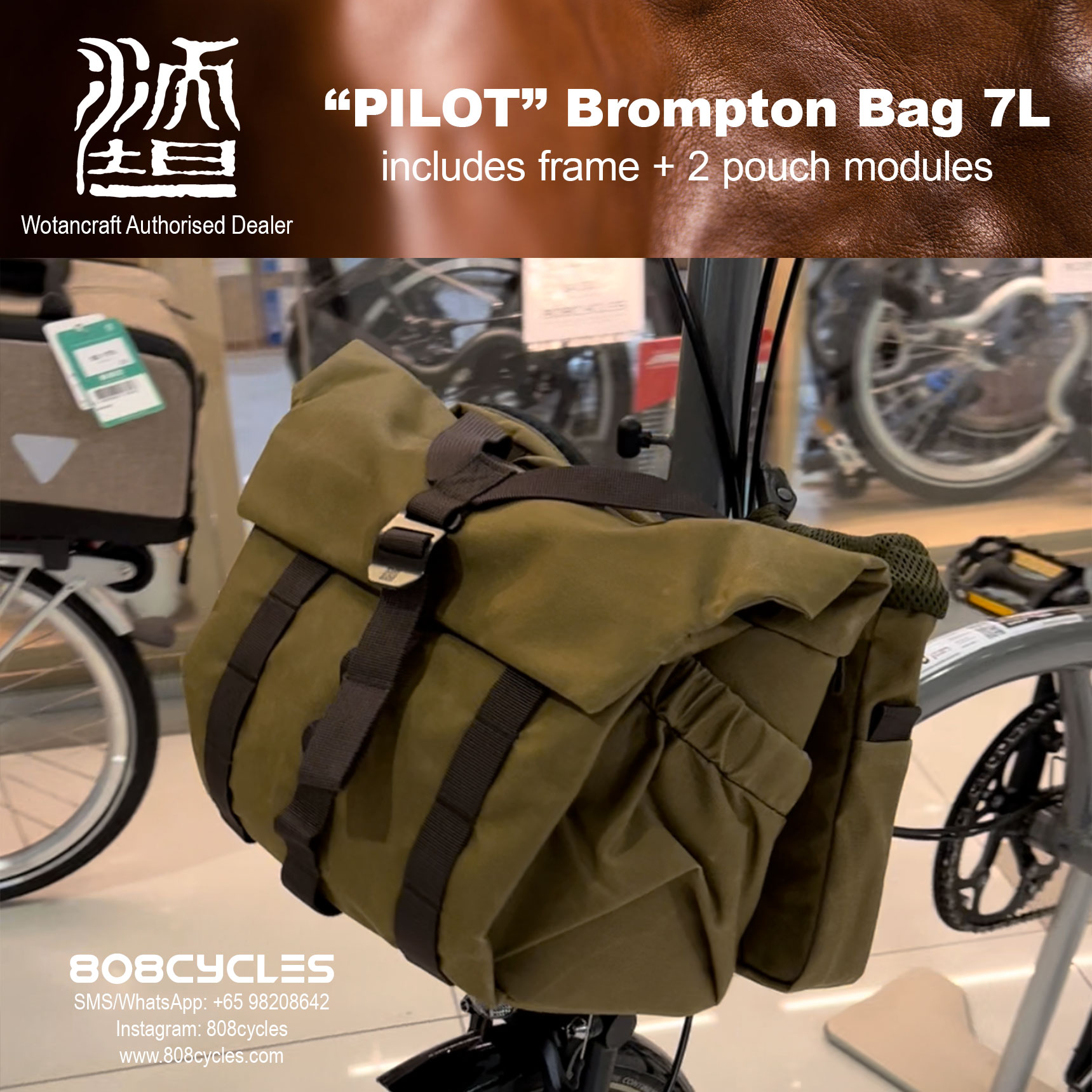 Wotancraft "Pilot" Brompton Bag 7L with 2 pouch modules - Image 7