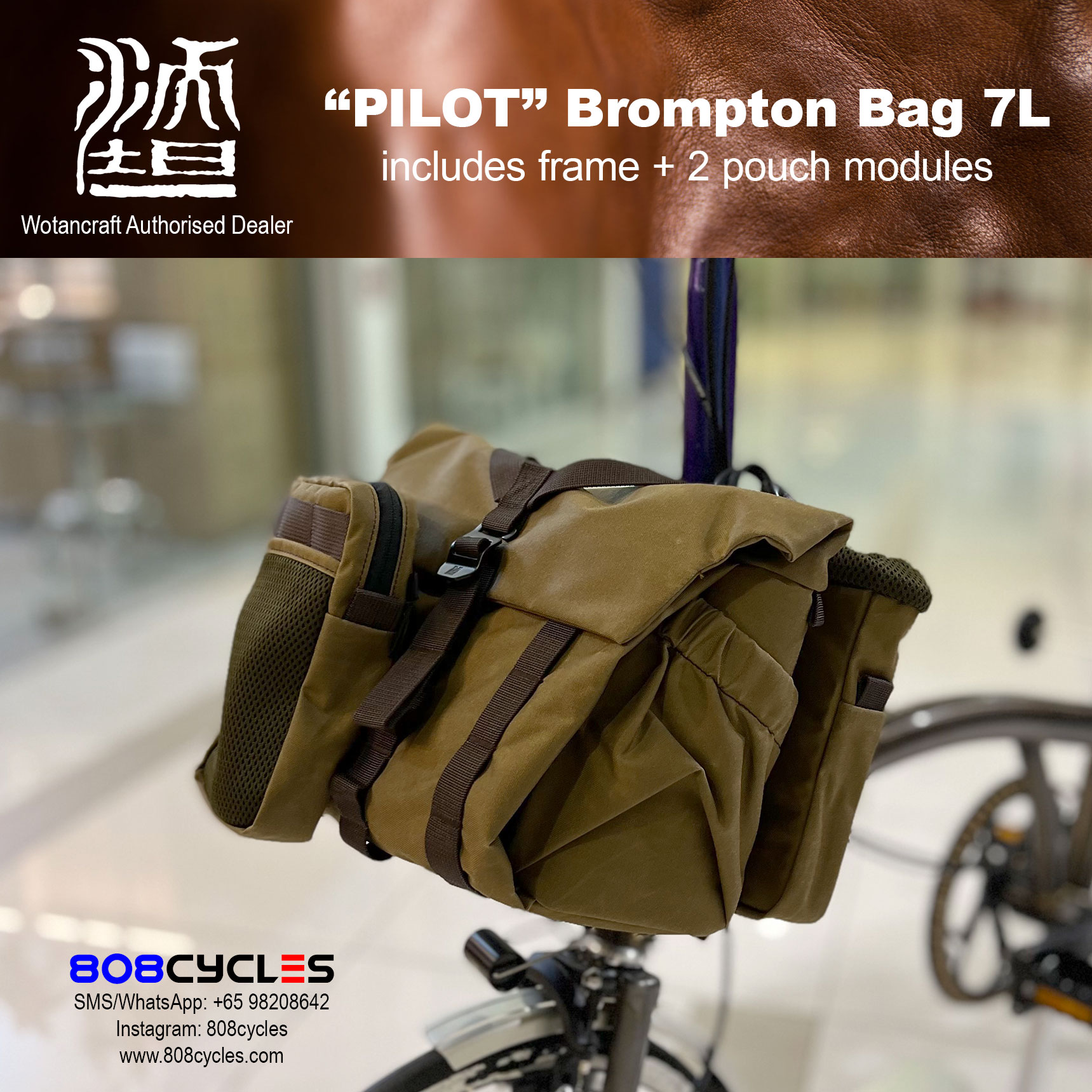 Wotancraft "Pilot" Brompton Bag 7L with 2 pouch modules - Image 10